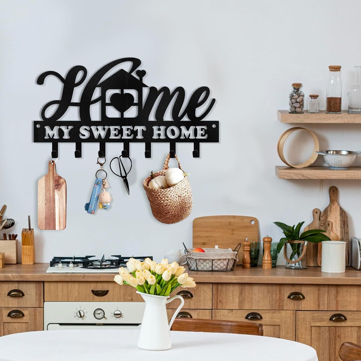 Personalized Key Holder for Wall, Sweet Home Key Holder Wall Mounted-MetalsignX