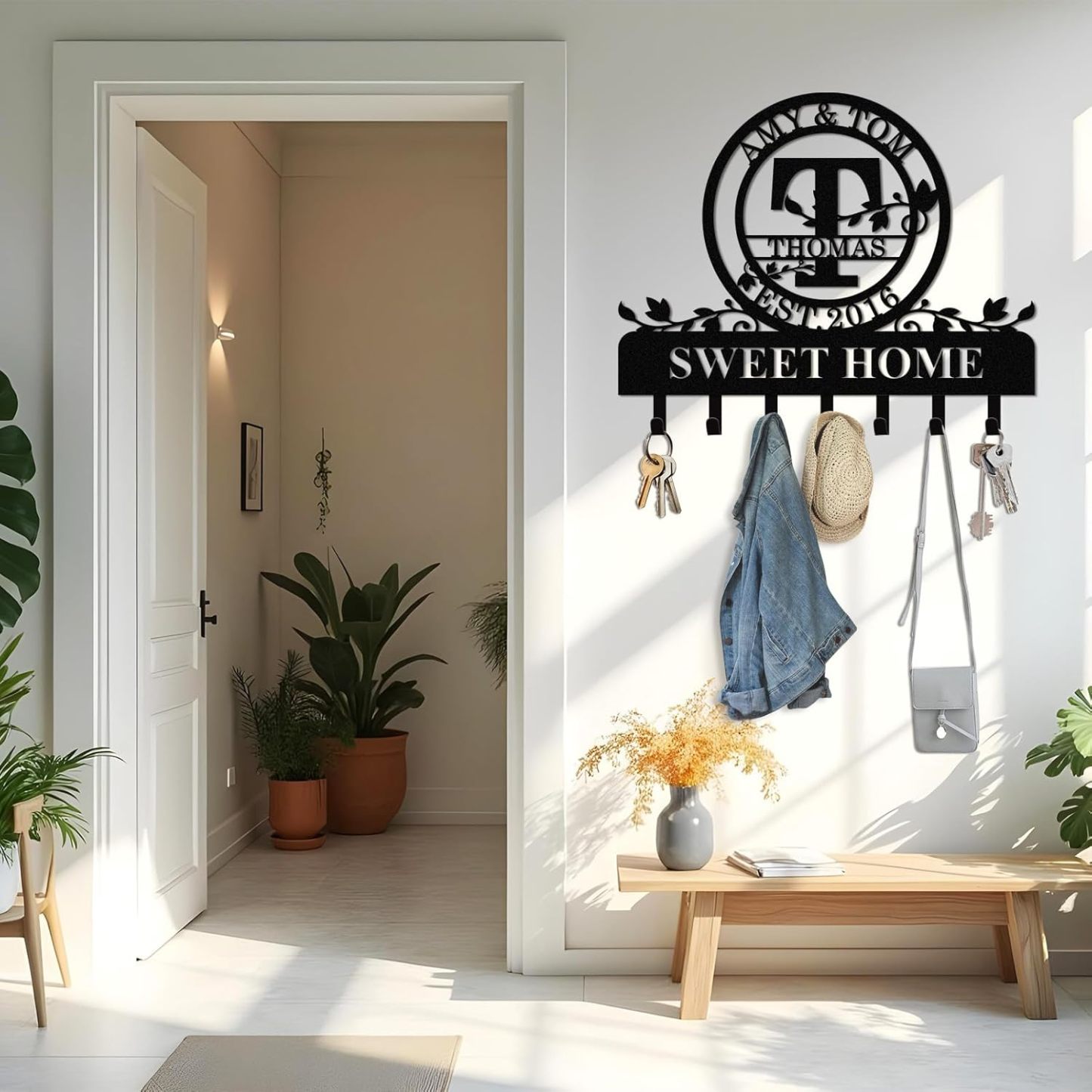 Personalized Key Holder for Wall, Custom Camping Wall Key Hooks with Name-MetalsignX