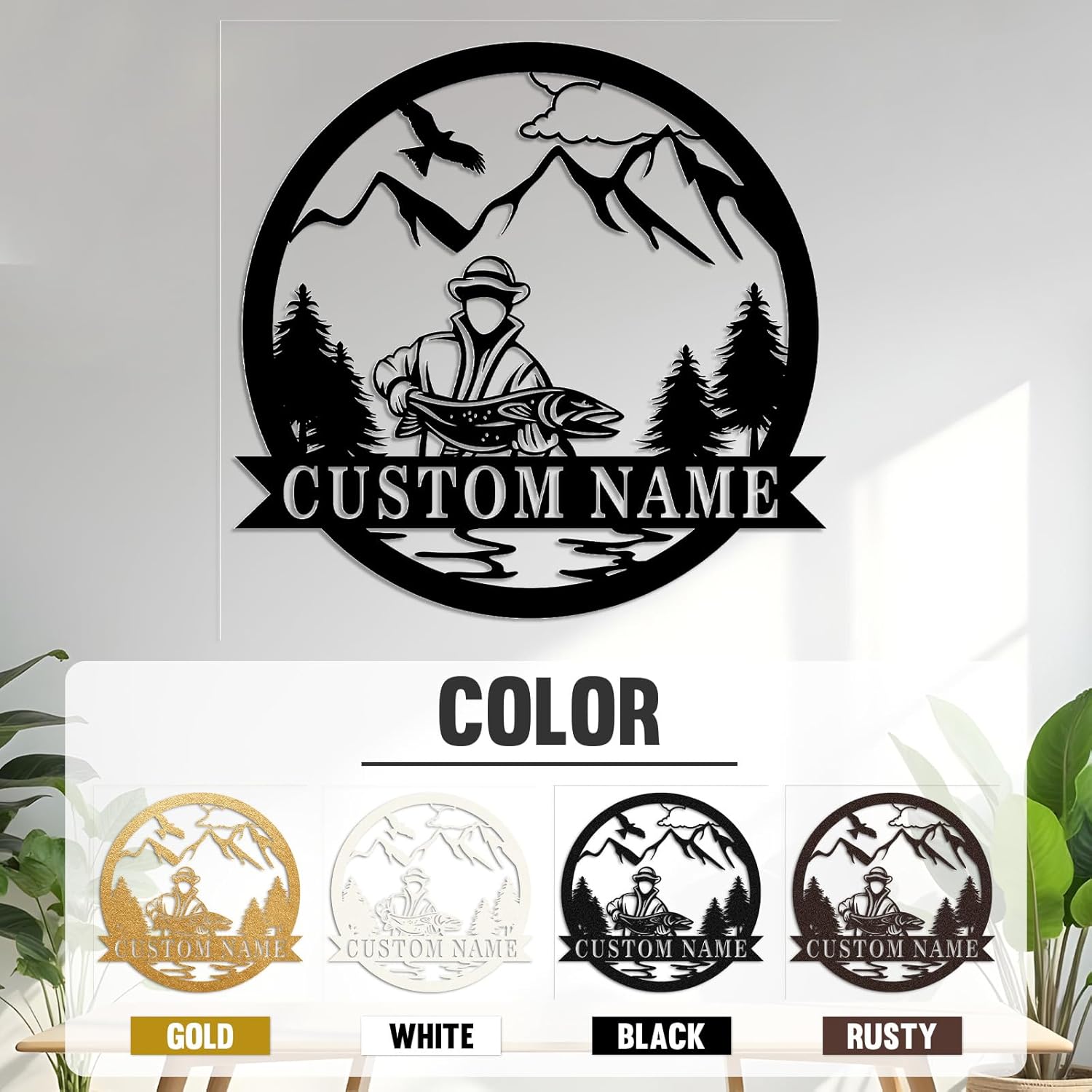 Personalized Largemouth Bass Metal Sign, Custom Fishing Last Name Sign for Home, Fish Family Signs Wall Decor-MetalsignX