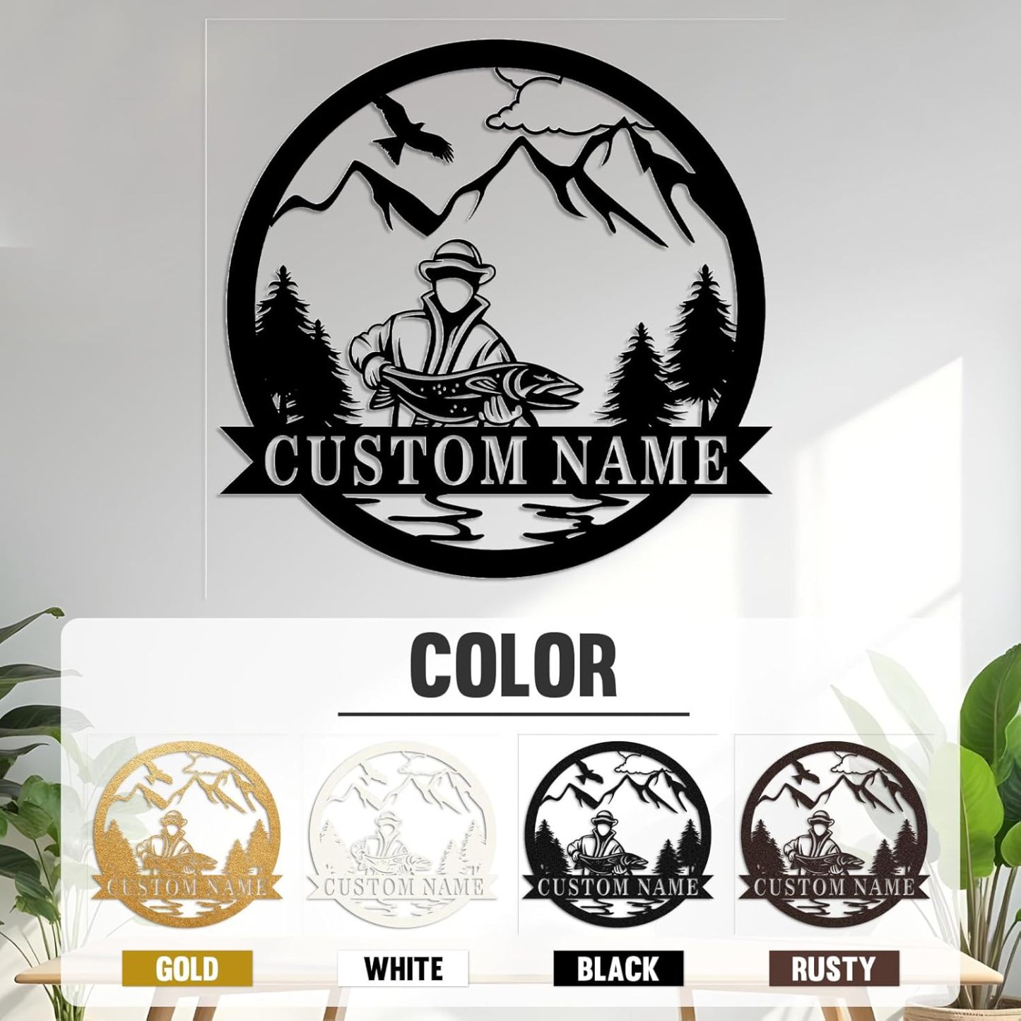 Personalized Largemouth Bass Metal Sign, Custom Fishing Last Name Sign for Home, Fish Family Signs Wall Decor-MetalsignX