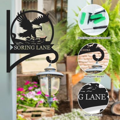 Personalized Iron Hanging Plant Bracket, Customizable Decorative Wall Plant Hanger Indoor Outdoor, Custom Name Bird Feeder Hook, Anti Rust Metal Hook for Wind Chimes Lantern