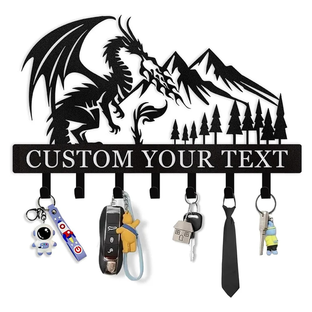 Personalized Key Holder Wall Mounted, Custom Dragon Design Key Holder for Wall-MetalsignX