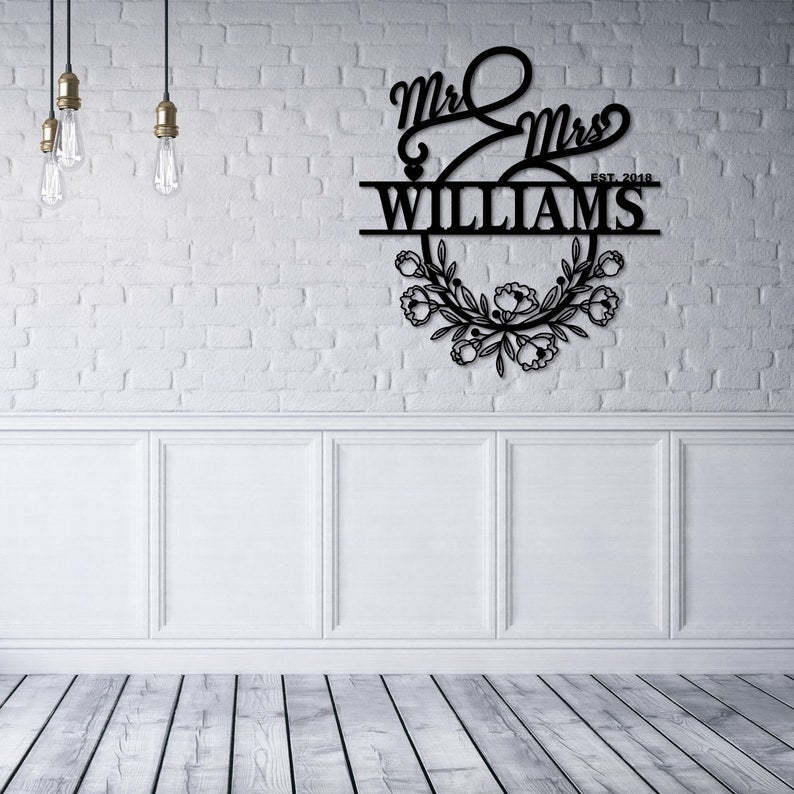 Personalized Mr And Mrs Metal Sign Customizable Family Name For Wall Decor Gift-MetalsignX