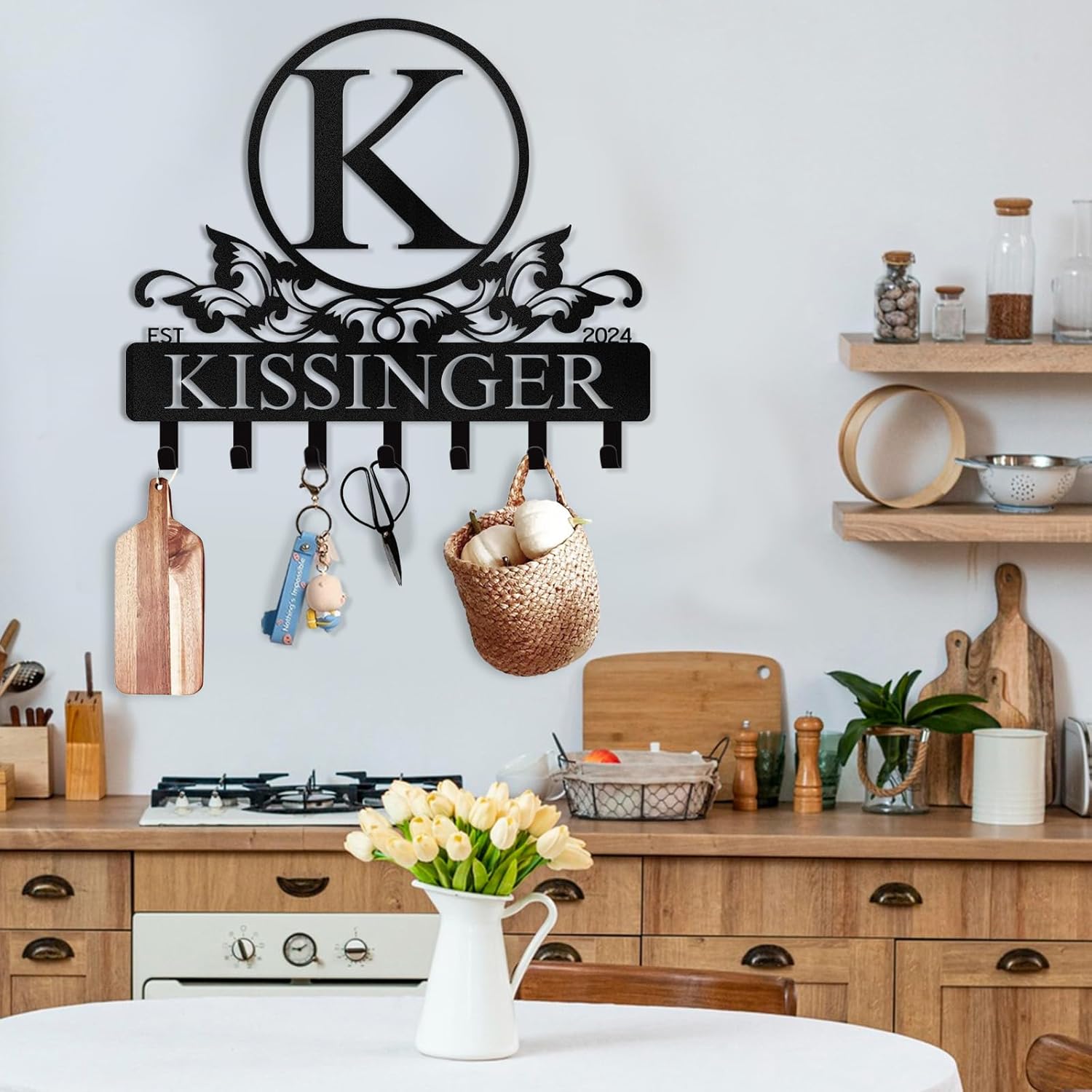 Personalized Key Holder for Wall, Custom Family Name Key Rack Holder-MetalsignX