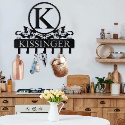 Personalized Key Holder for Wall, Custom Family Name Key Rack Holder-MetalsignX