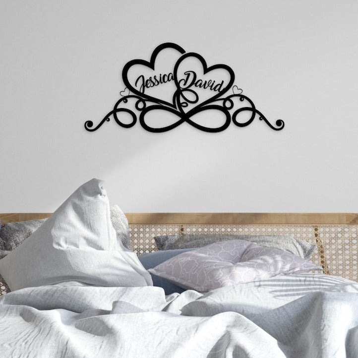 Personalized Wedding Gift for Couple Heart Sign with Names and Wedding Date Metal Sign-MetalsignX