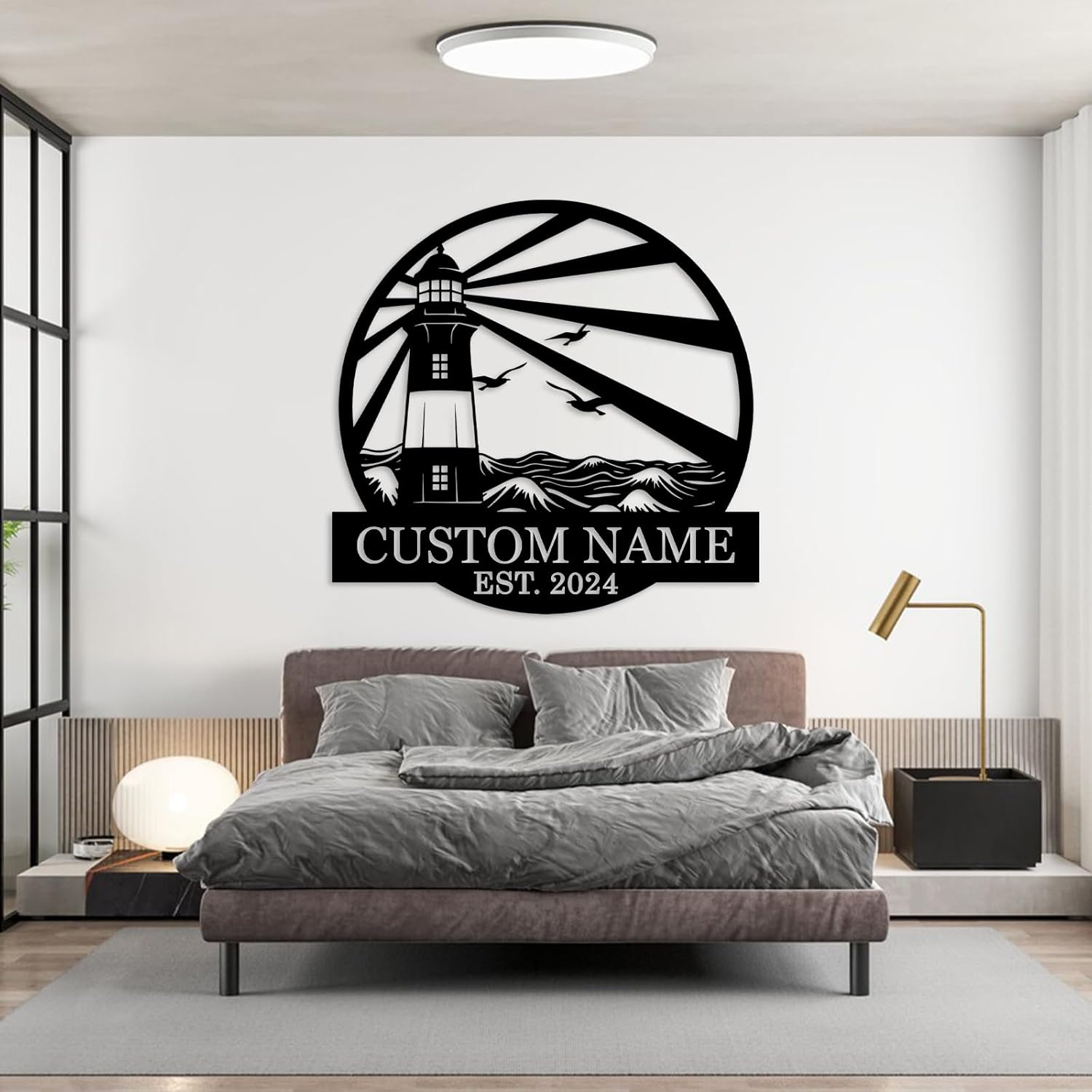 Personalized Lighthouse Metal Sign – Custom Nautical Outdoor Wall Decor for Beach House & Cabin-MetalsignX