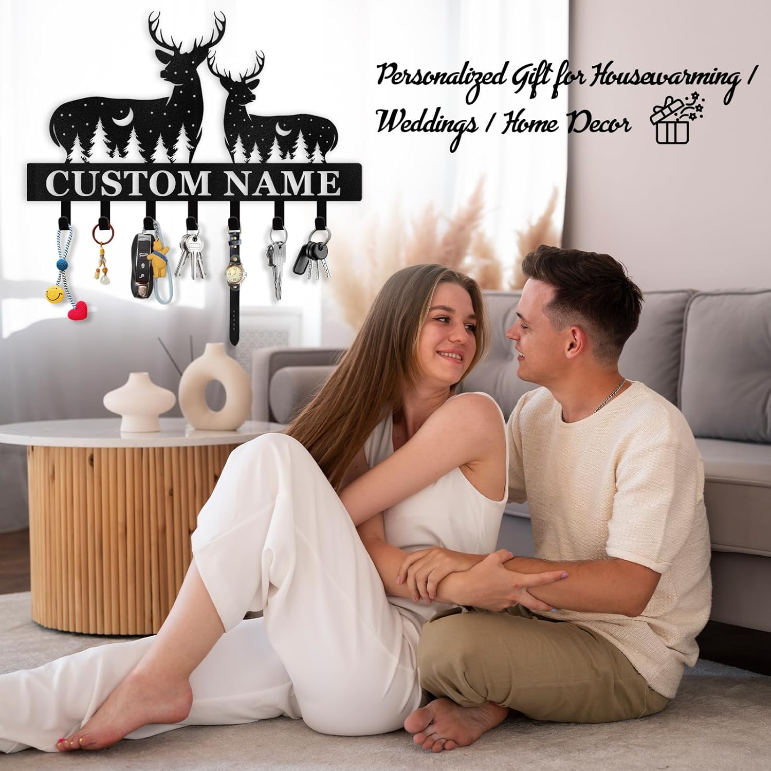 Custom Name Metal Key Holder Wall Mount, Organizer Rack for Home Entryway-MetalsignX