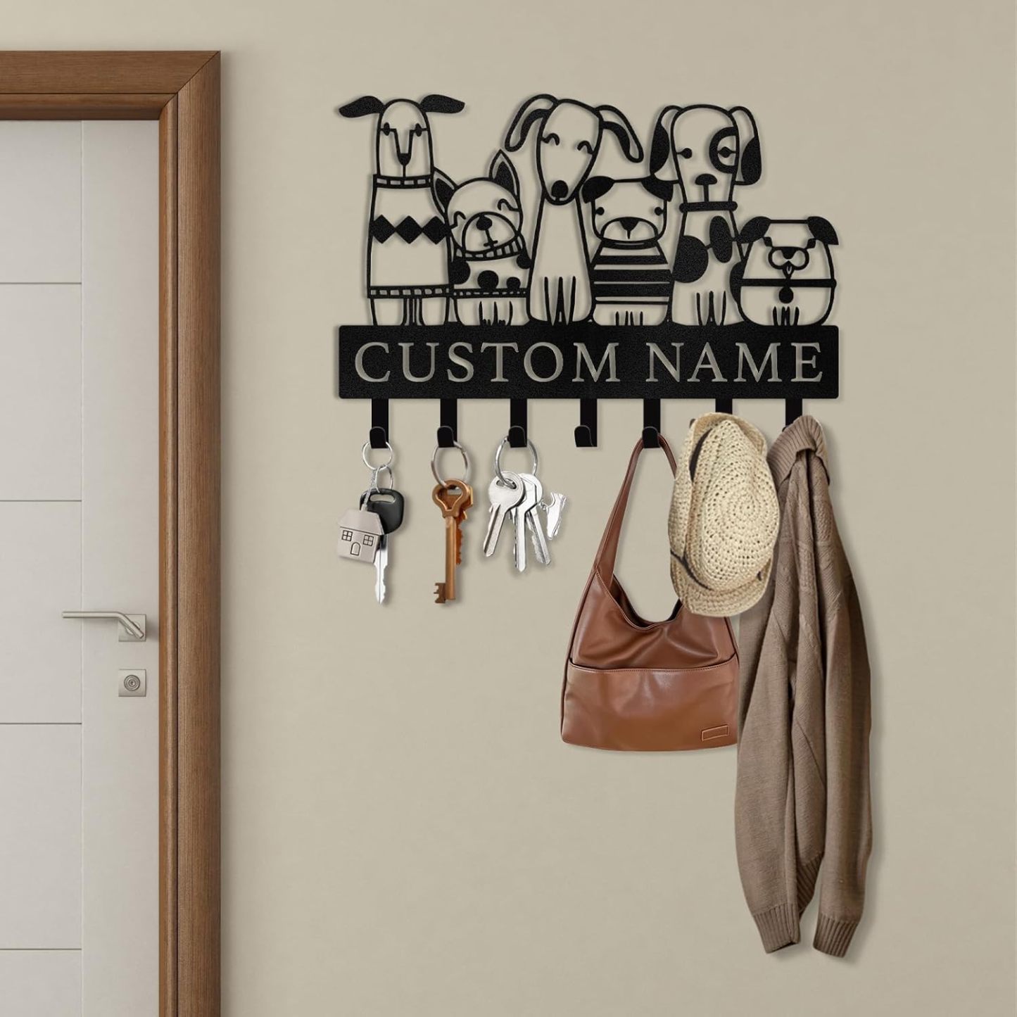 Custom Metal Key Rack for Pet Lovers, Dog Pack Key Holder-MetalsignX