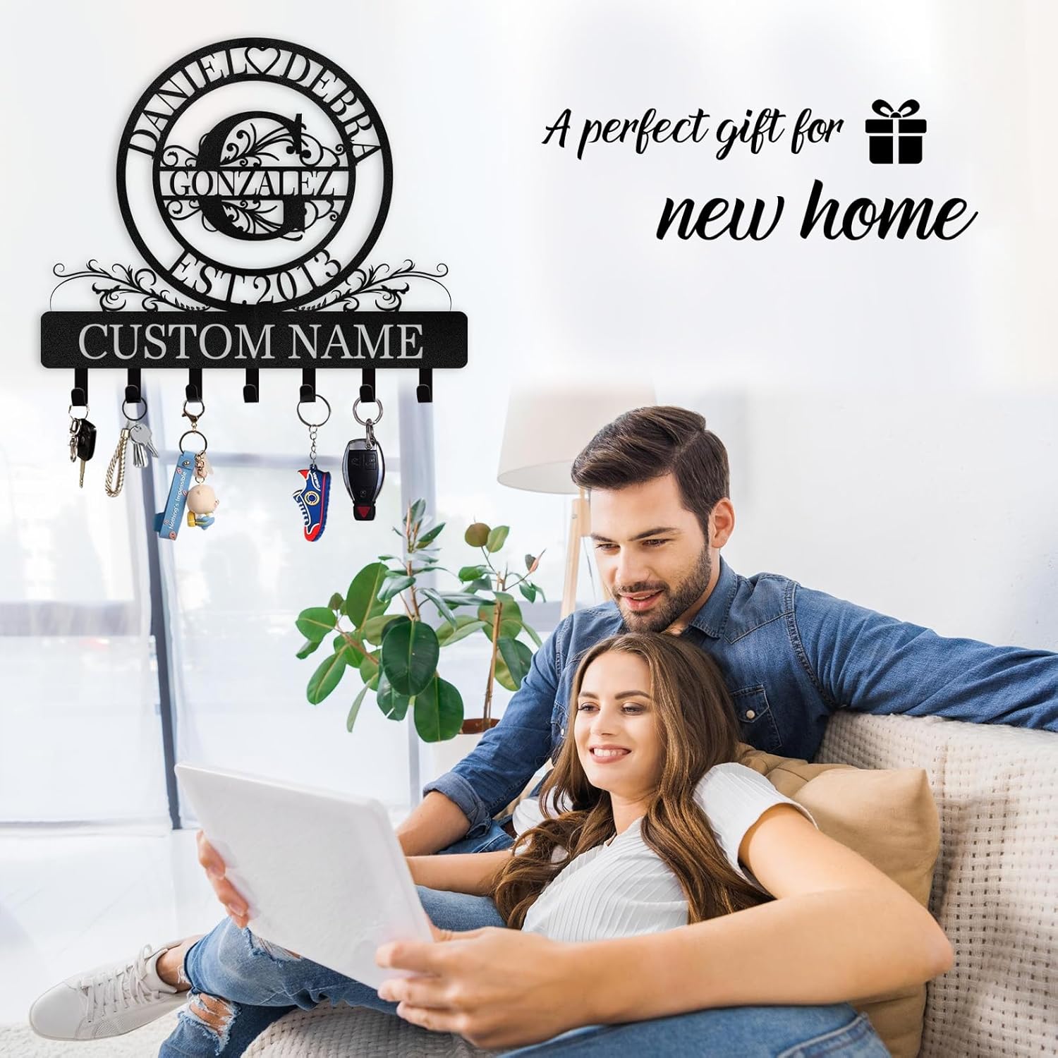 Personalized Key Holder for Wall, Custom Forest Deer Coat Rack Wall Hanging-MetalsignX