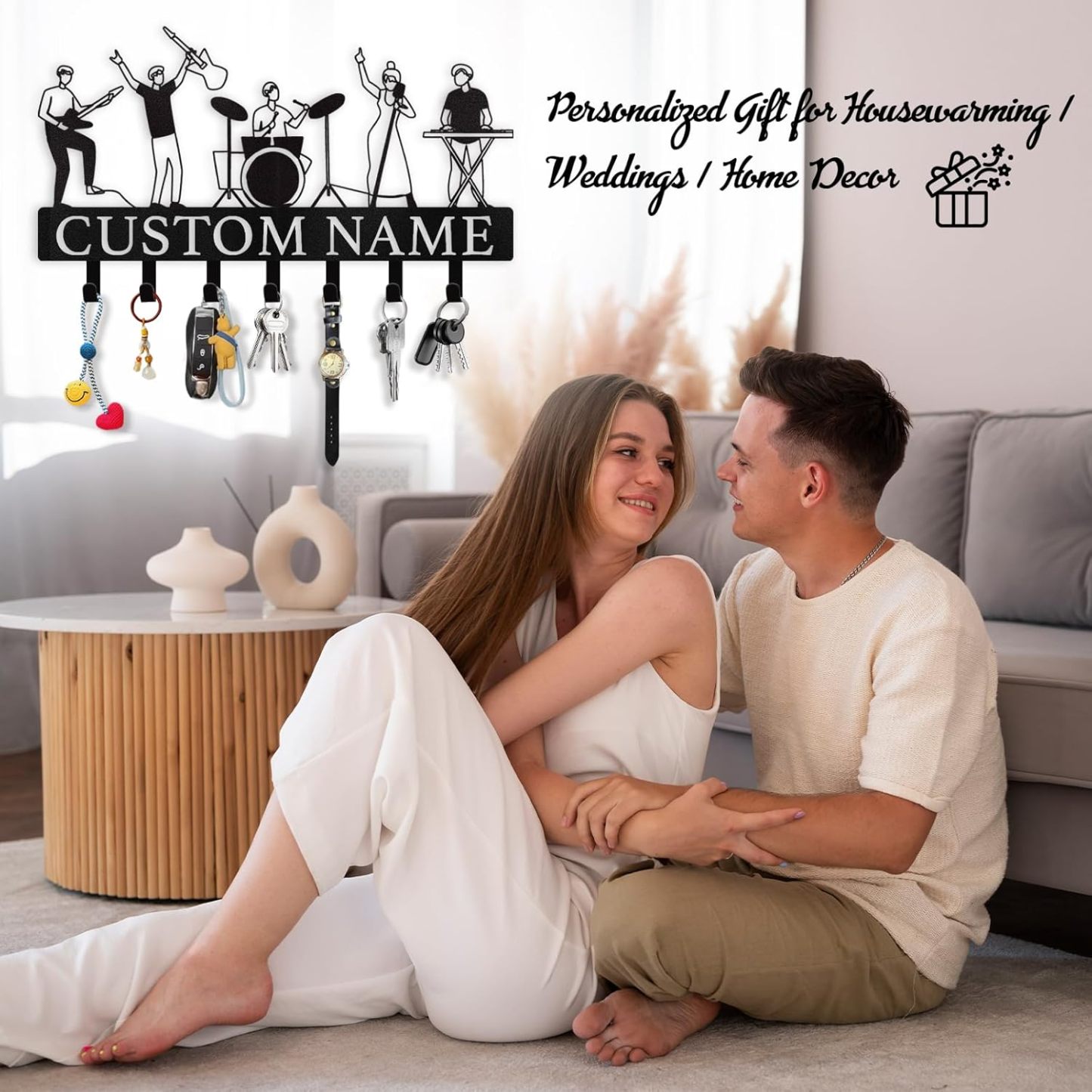 Custom Name Metal Key Holder Wall Mount, Organizer Rack for Home Entryway-MetalsignX