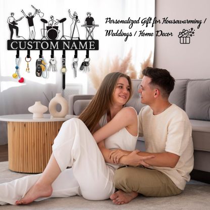 Custom Name Metal Key Holder Wall Mount, Organizer Rack for Home Entryway-MetalsignX