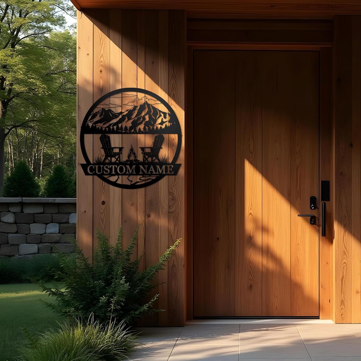 Rustic Campfire Metal Wall Decor , Mountain Scene for Outdoor & Indoor Spaces-MetalsignX