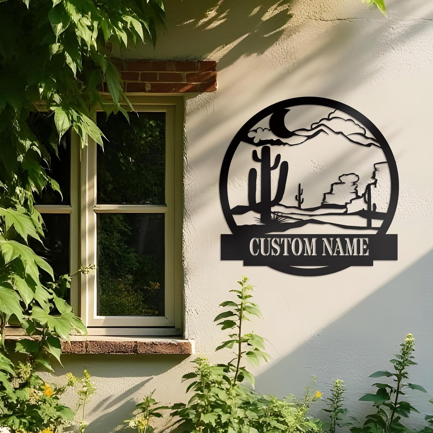 Custom Cactus Metal Sign, Monogram Family Name Wall Art, Personalized Outdoor Decor & Wedding Gift-MetalsignX