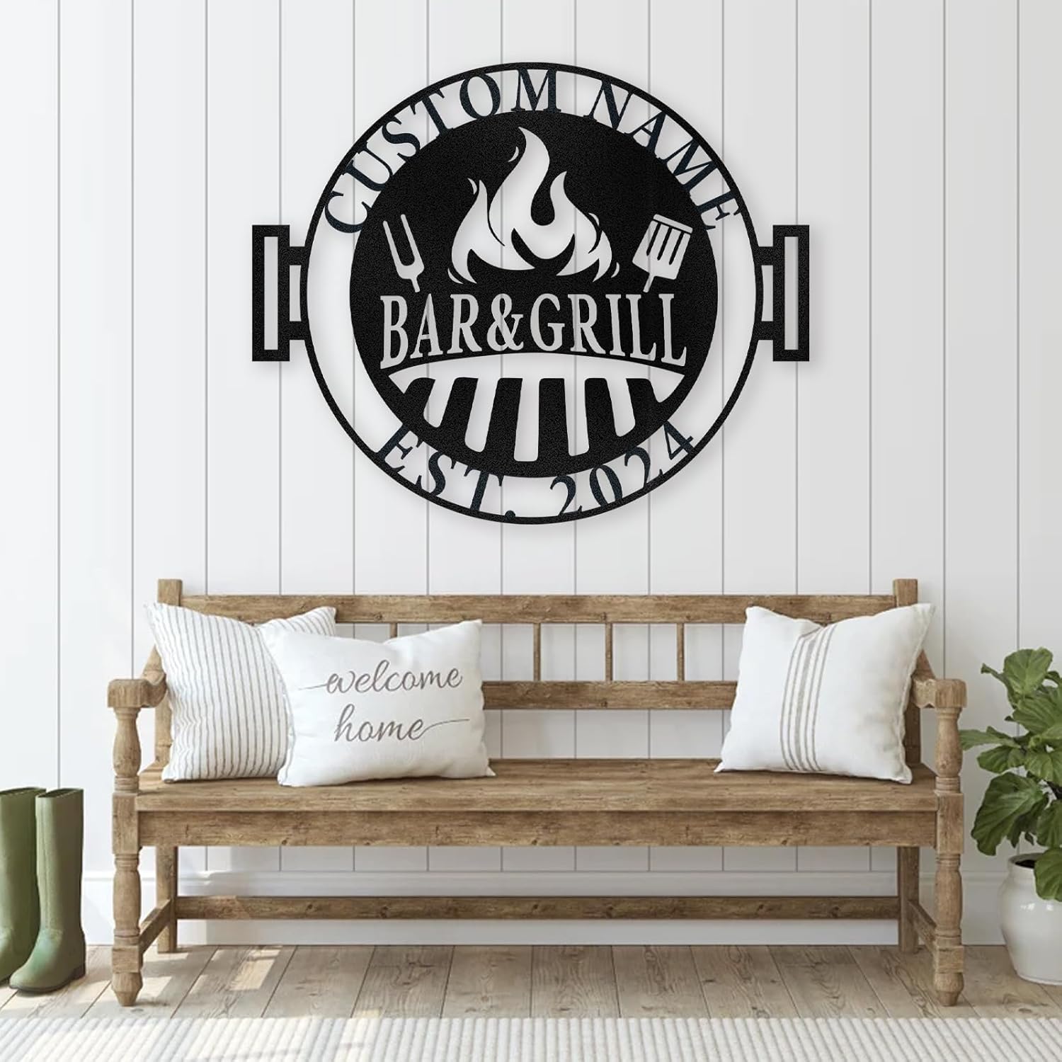 Custom Kitchen Name Sign , Wrought Iron Wall Art for Dining & Cooking Spaces-MetalsignX