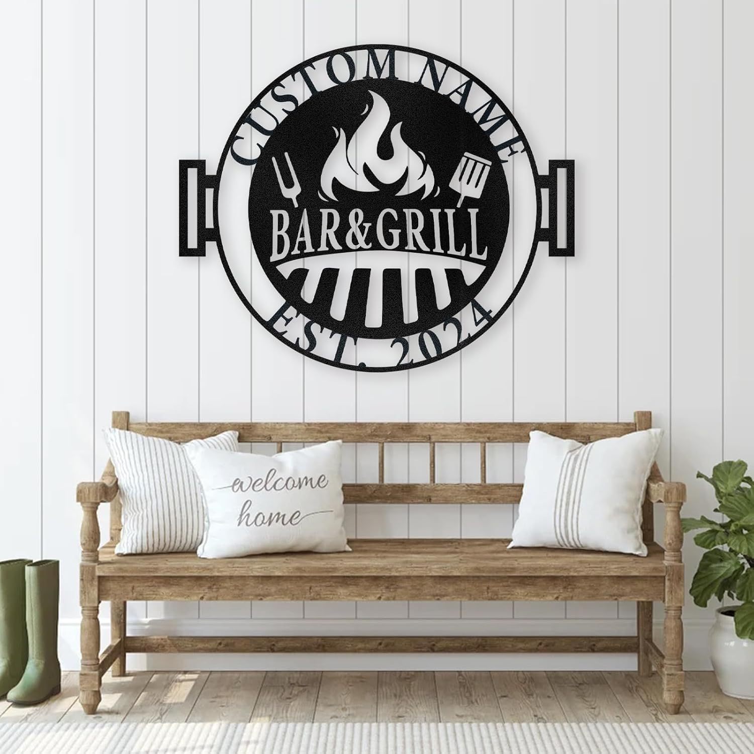 Custom Kitchen Name Sign , Wrought Iron Wall Art for Dining & Cooking Spaces-MetalsignX