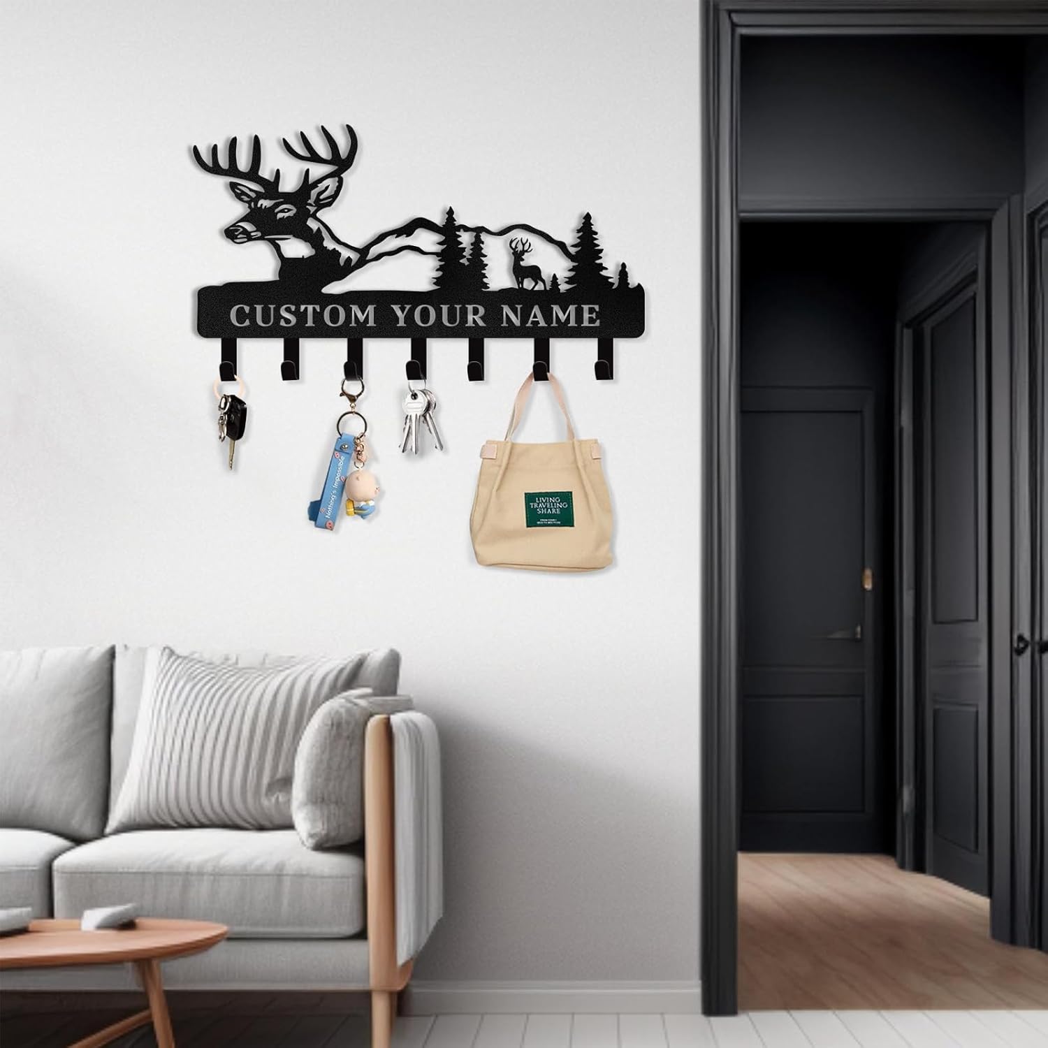 Personalized Key Holder for Wall, Custom Family Name Key Rack Holder-MetalsignX