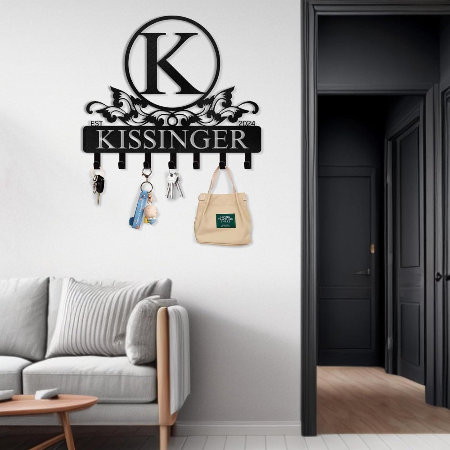 Personalized Key Holder for Wall, Custom Family Name Key Rack Holder-MetalsignX