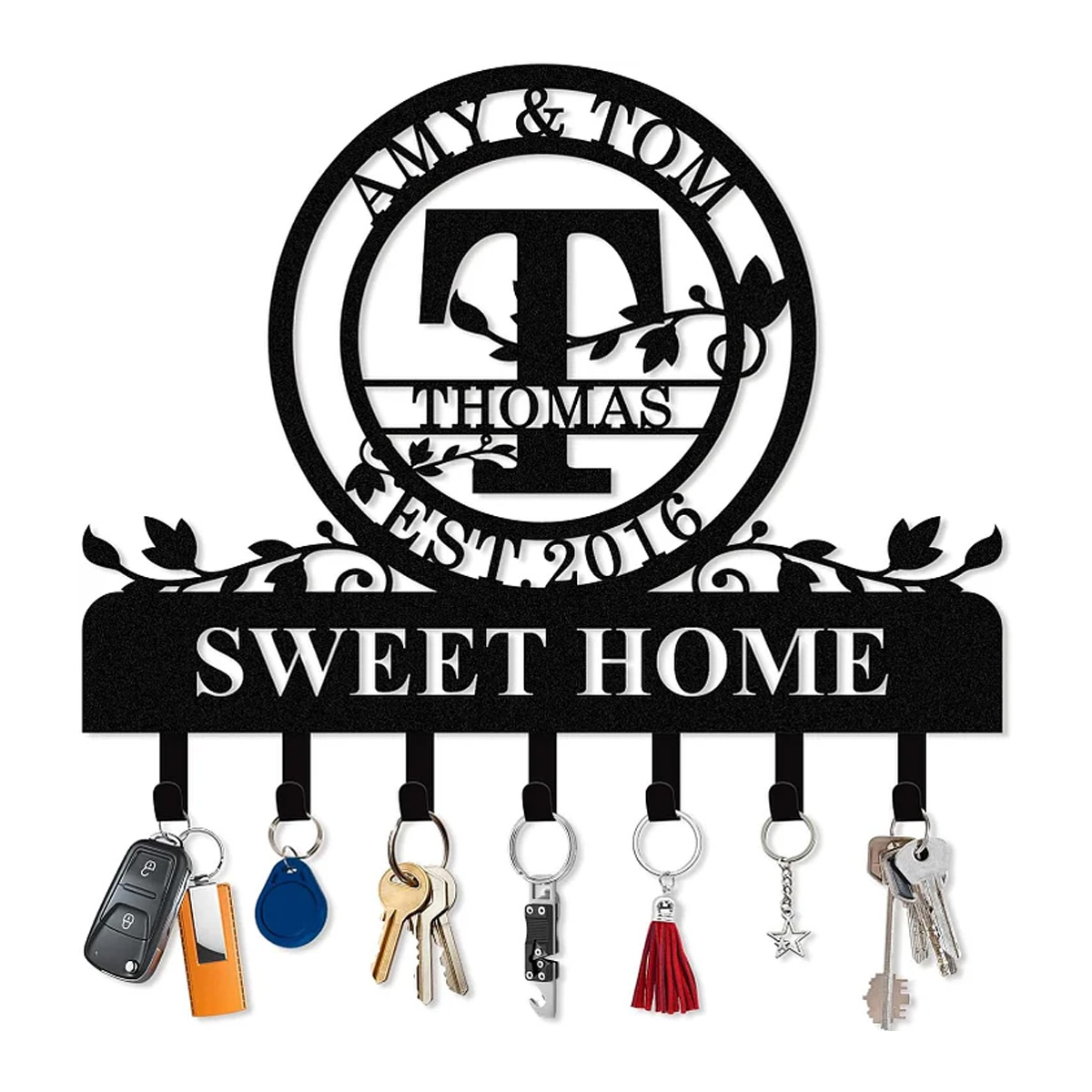 Personalized Key Holder for Wall, Custom Camping Wall Key Hooks with Name-MetalsignX