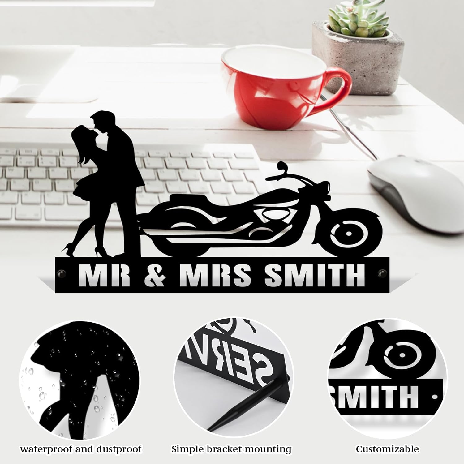  Custom Family Name Plate for Desk, Metal Sign Name Tags, Personalized Desk Accessories-MetalsignX