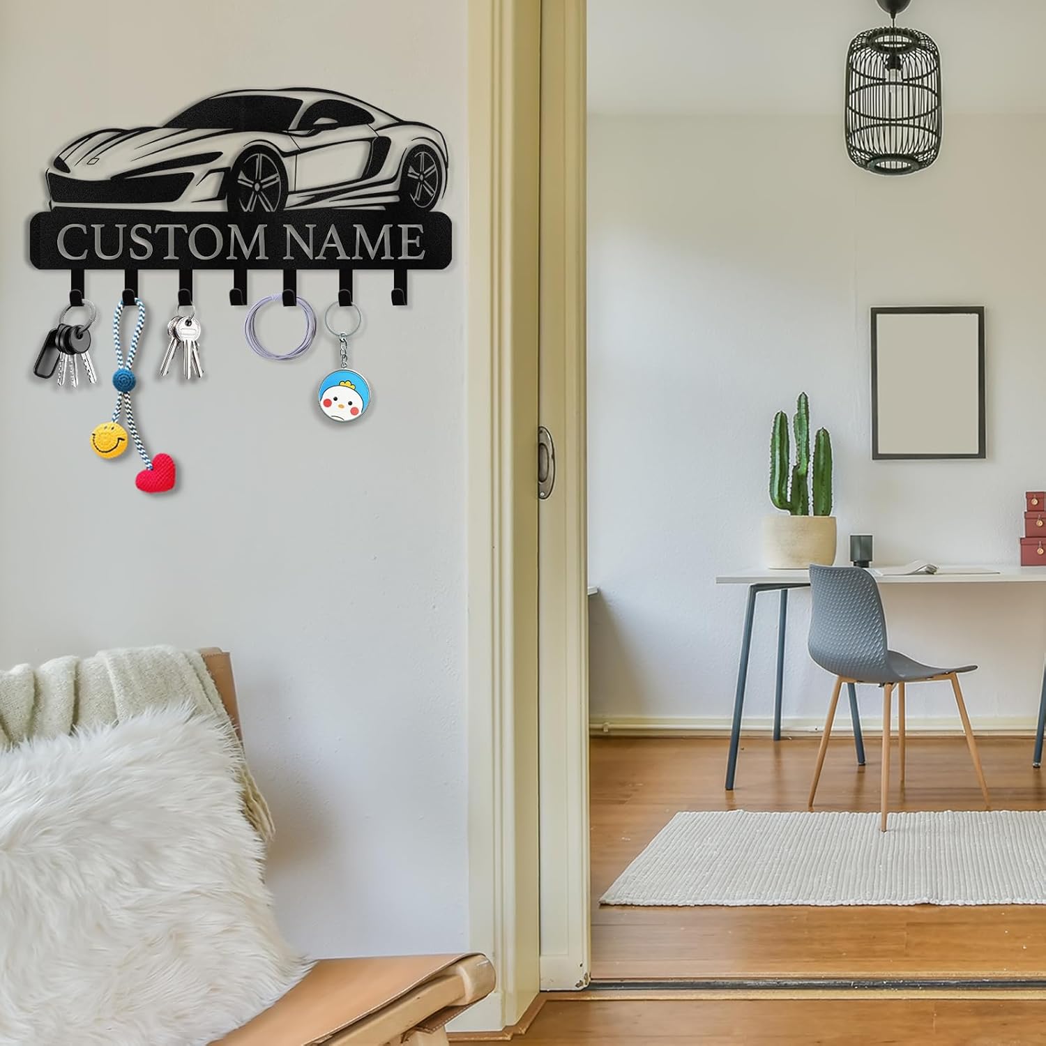 Personalized Car Design Key Hanger, Custom Key Rack Wall Mount with Hooks-MetalsignX