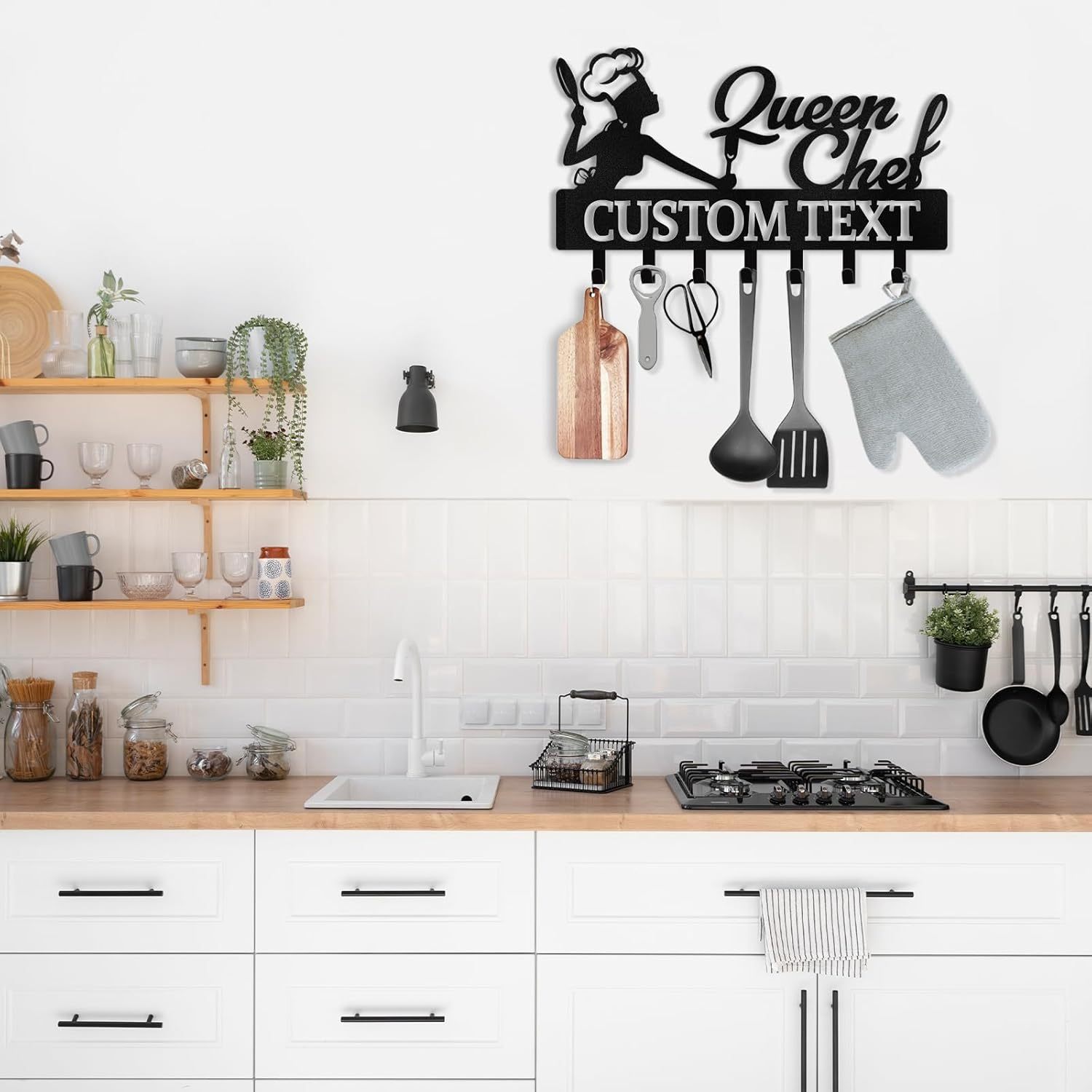 Personalized Key Holder for Wall, Queen Chef Wall Mounted Key Hooks-MetalsignX