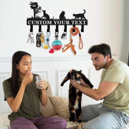 Personalized Metal Key Holder for Wall, Cat Key Holder Wall Mount-MetalsignX