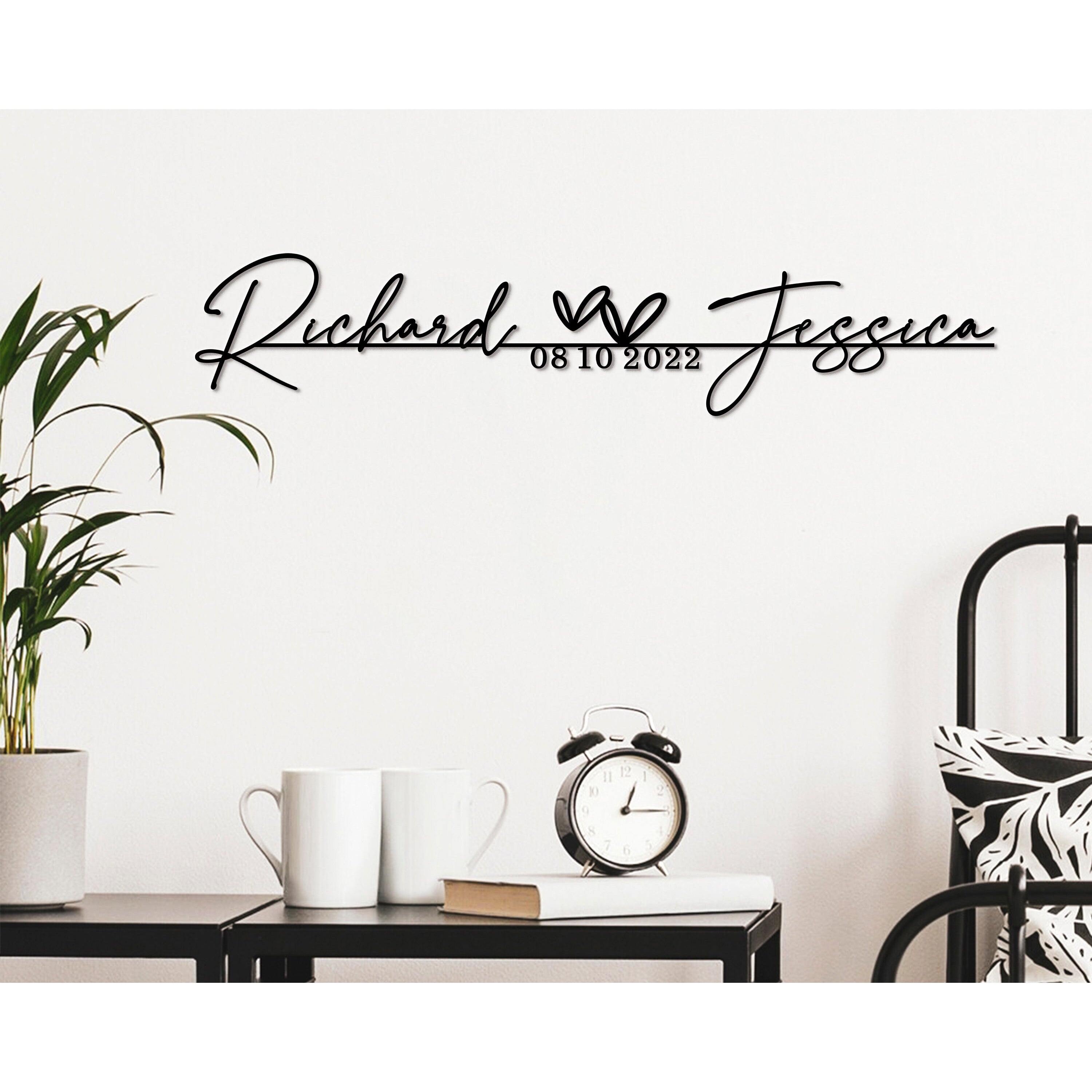 Custom Handmade Wedding Metal Sign of Name And Special Date-MetalsignX