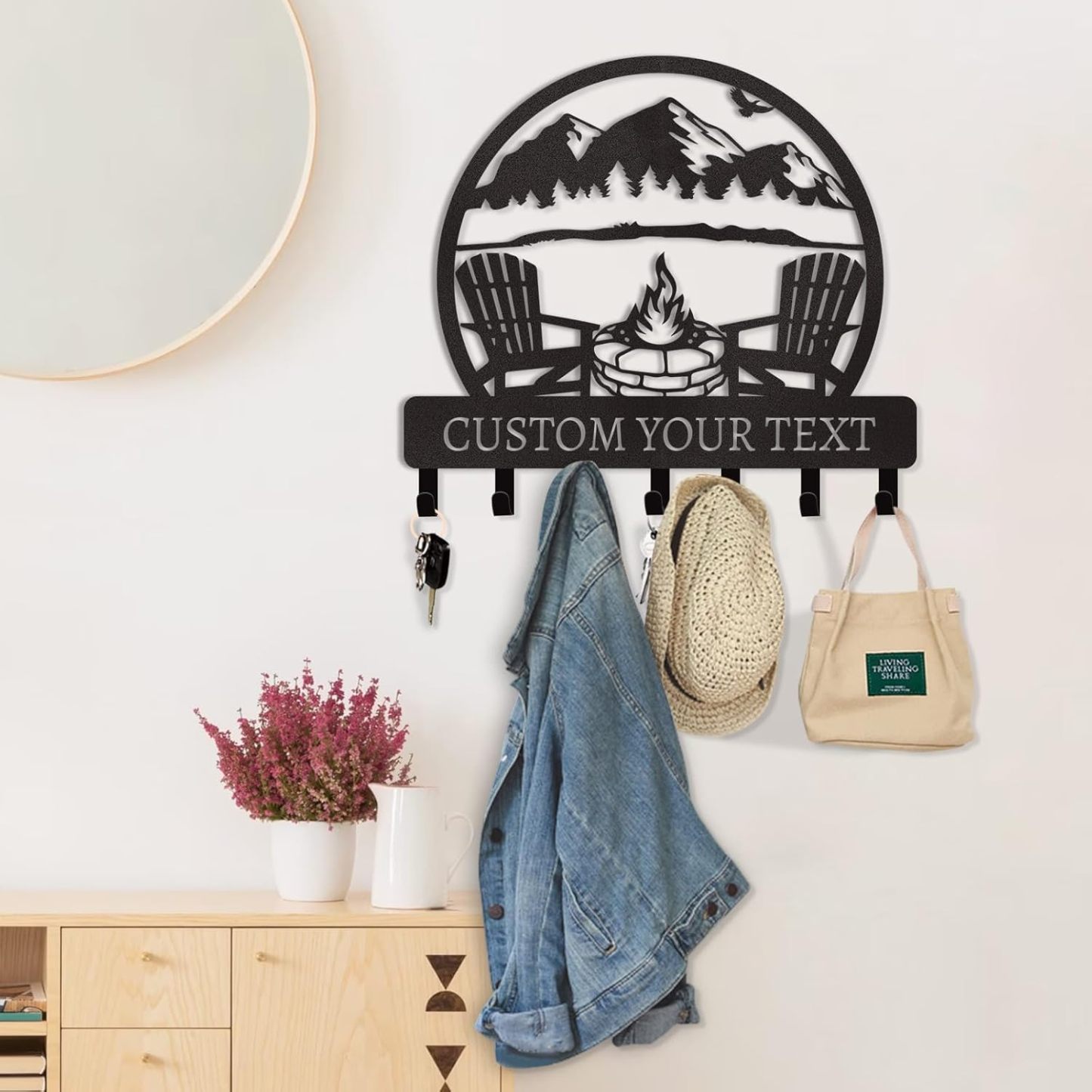 Personalized Key Holder for Wall, Custom Family Name Key Rack Holder-MetalsignX