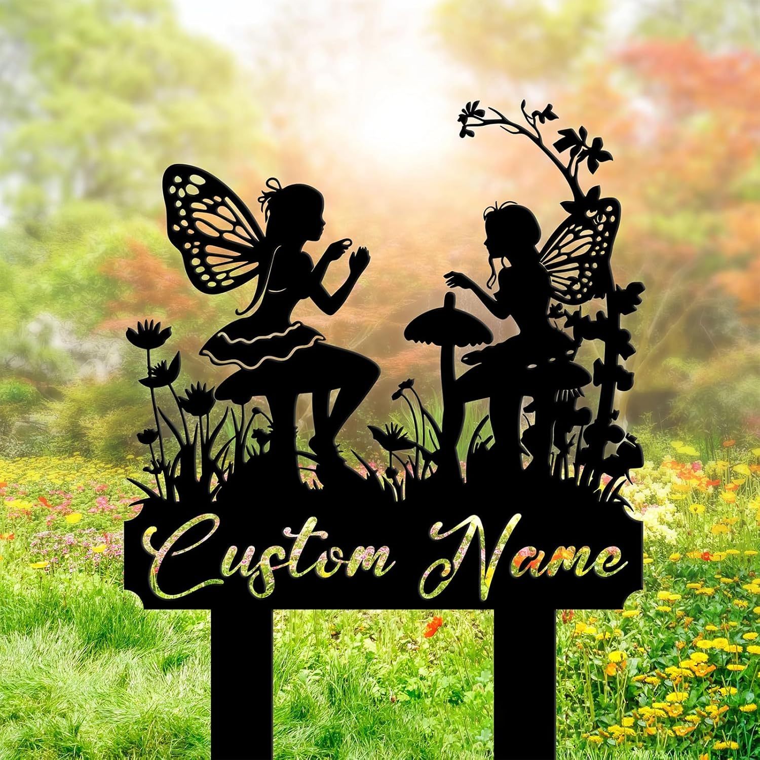 Handcrafted Fairy Garden Stake , Rustic Metal Sign for Magical Yard Spaces-MetalsignX