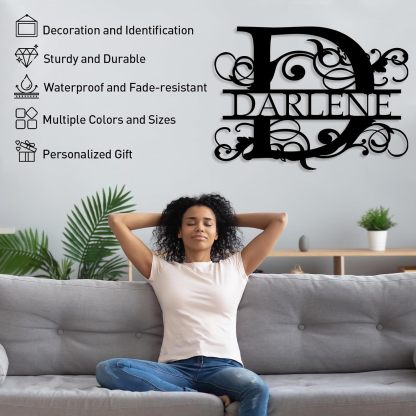 Custom Metal Signs, Family Name & Split Letter Monogram Wall Decor, Outdoor Metal Art & Personalized Wedding Gifts-MetalsignX