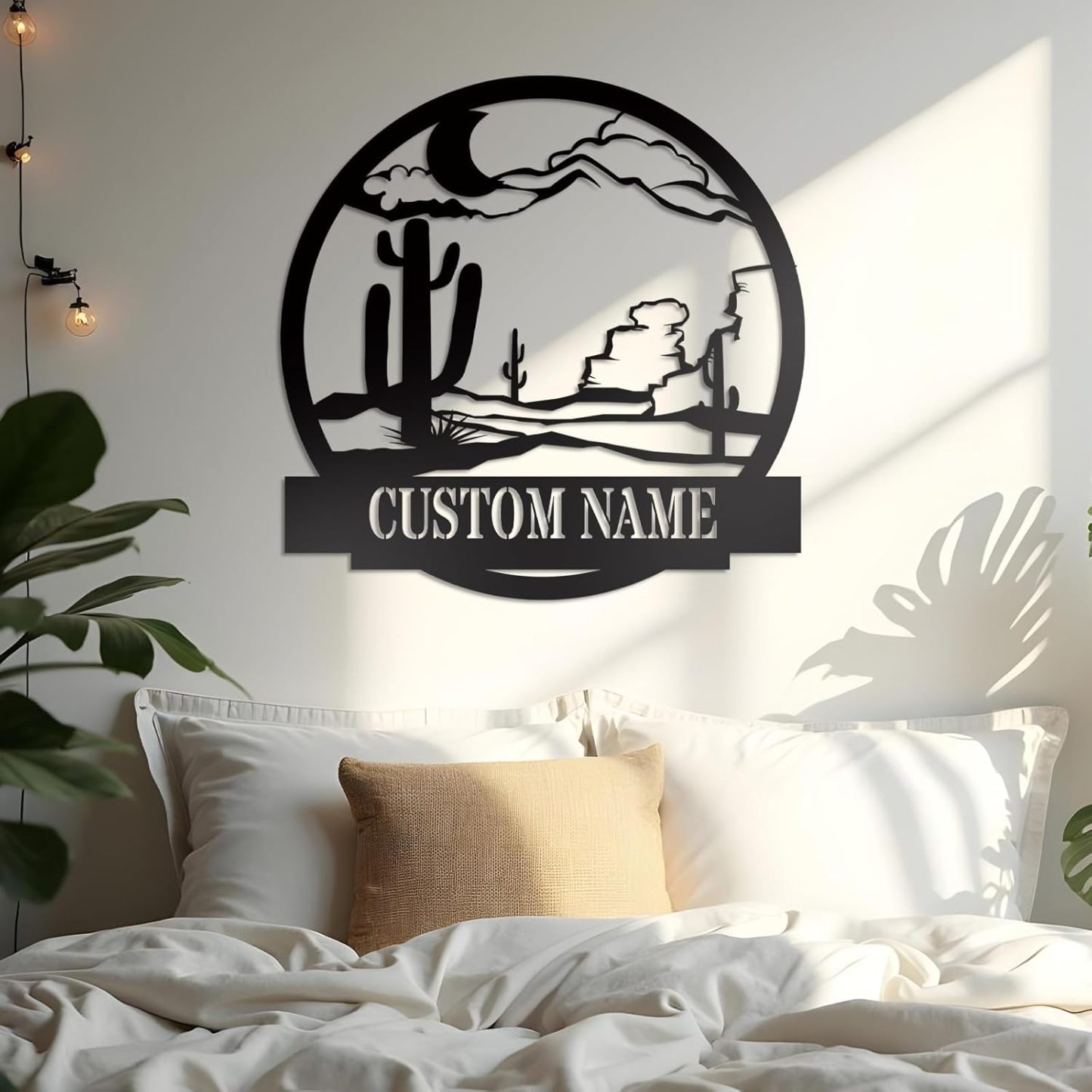 Custom Cactus Metal Sign, Monogram Family Name Wall Art, Personalized Outdoor Decor & Wedding Gift-MetalsignX