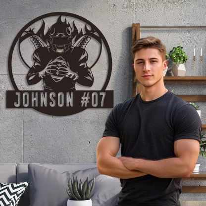 Personalized Football Metal Sign, Metal Signs Customized, Custom Ball Football Metal Wall Art, Custom Signs Outdoor Metal, Custom Name Sign Football Room Decor for Boys