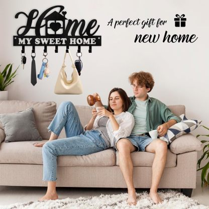 Personalized Key Holder for Wall, Sweet Home Key Holder Wall Mounted-MetalsignX