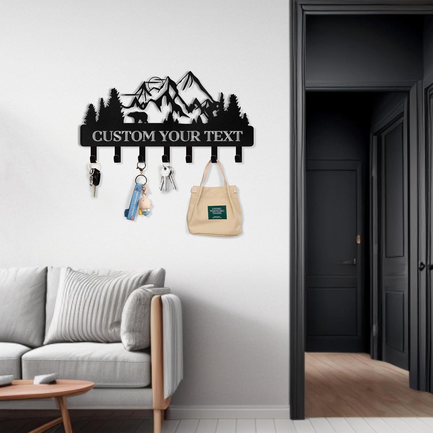 Personalized Key Holder for Wall, Custom Family Name Key Rack Holder-MetalsignX