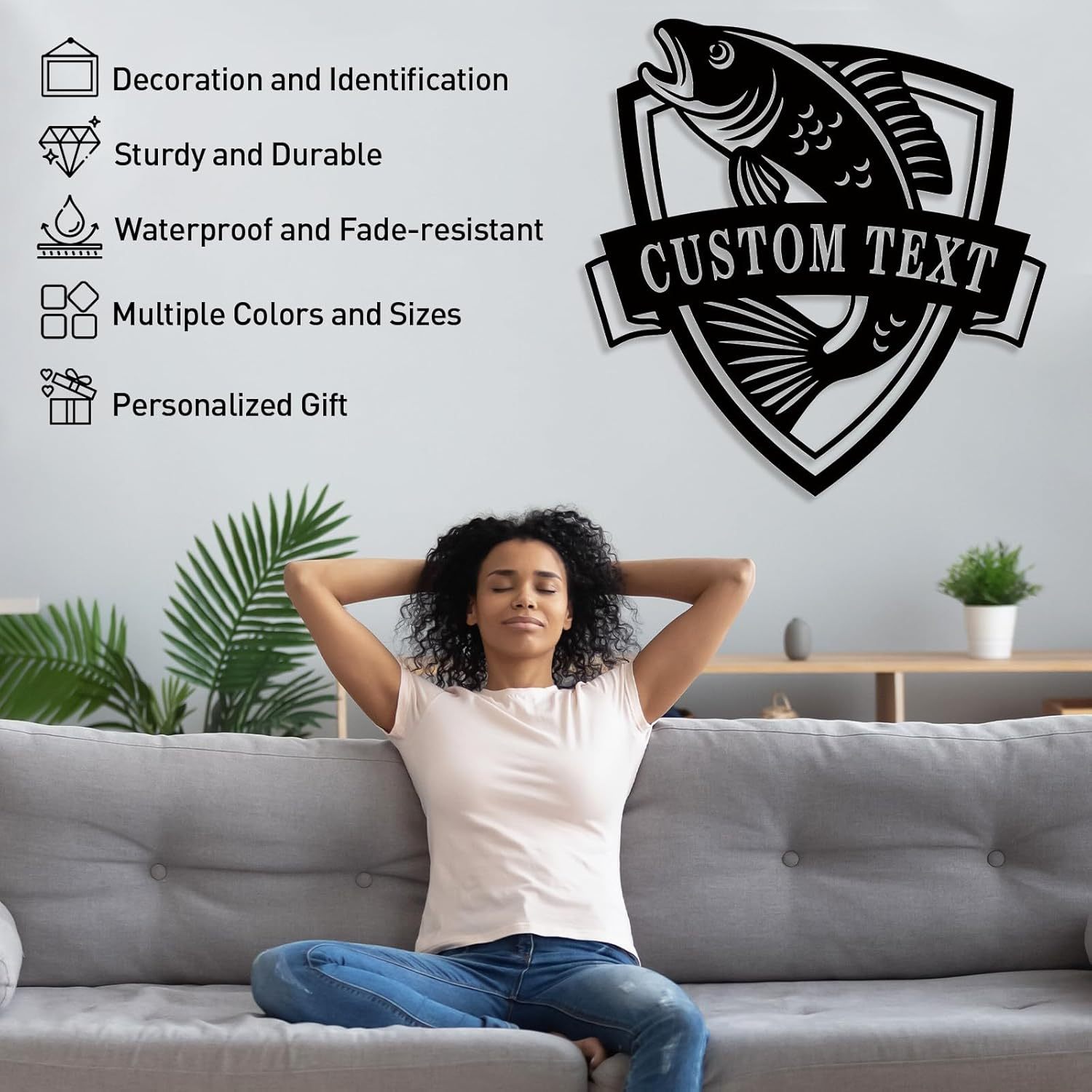 Personalized Largemouth Bass Metal Sign, Custom Fishing Last Name Sign for Home, Fish Family Signs Wall Decor-MetalsignX