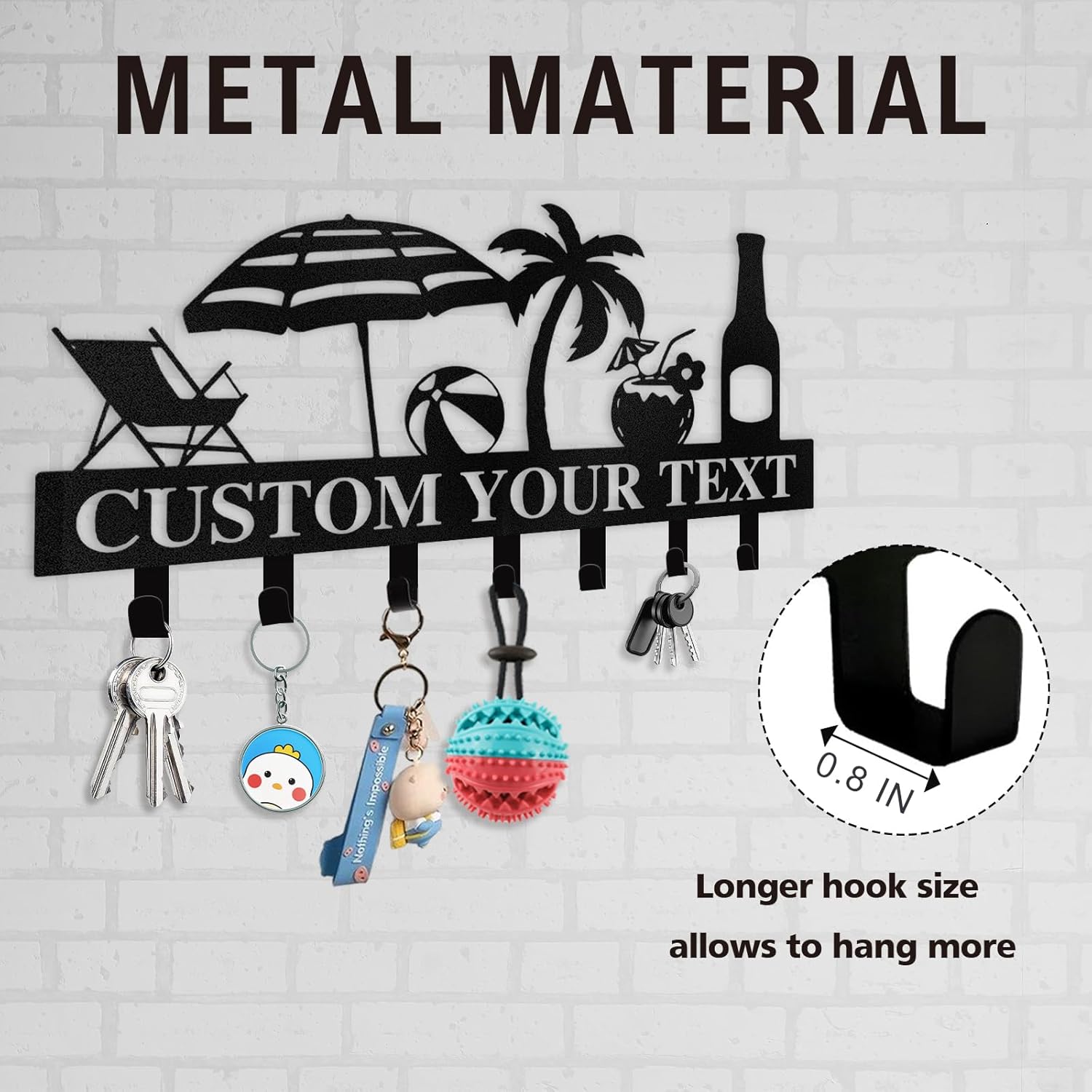 Personalized Key Holder for Wall, Beach Theme Key Holder Wall Mounted-MetalsignX