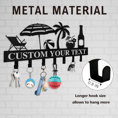 Personalized Key Holder for Wall, Beach Theme Key Holder Wall Mounted-MetalsignX