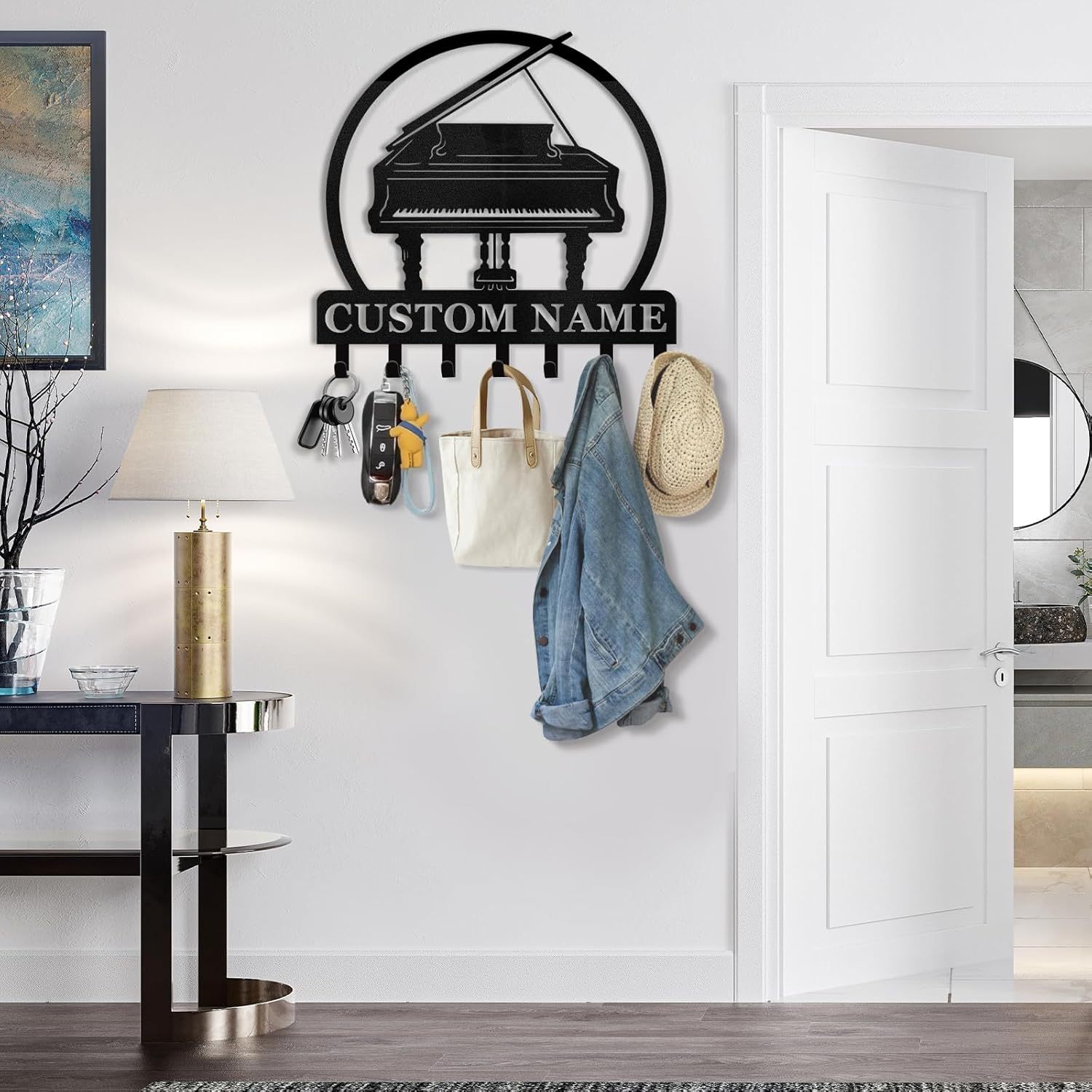 Custom Name Metal Key Holder Wall Mount, Organizer Rack for Home Entryway-MetalsignX