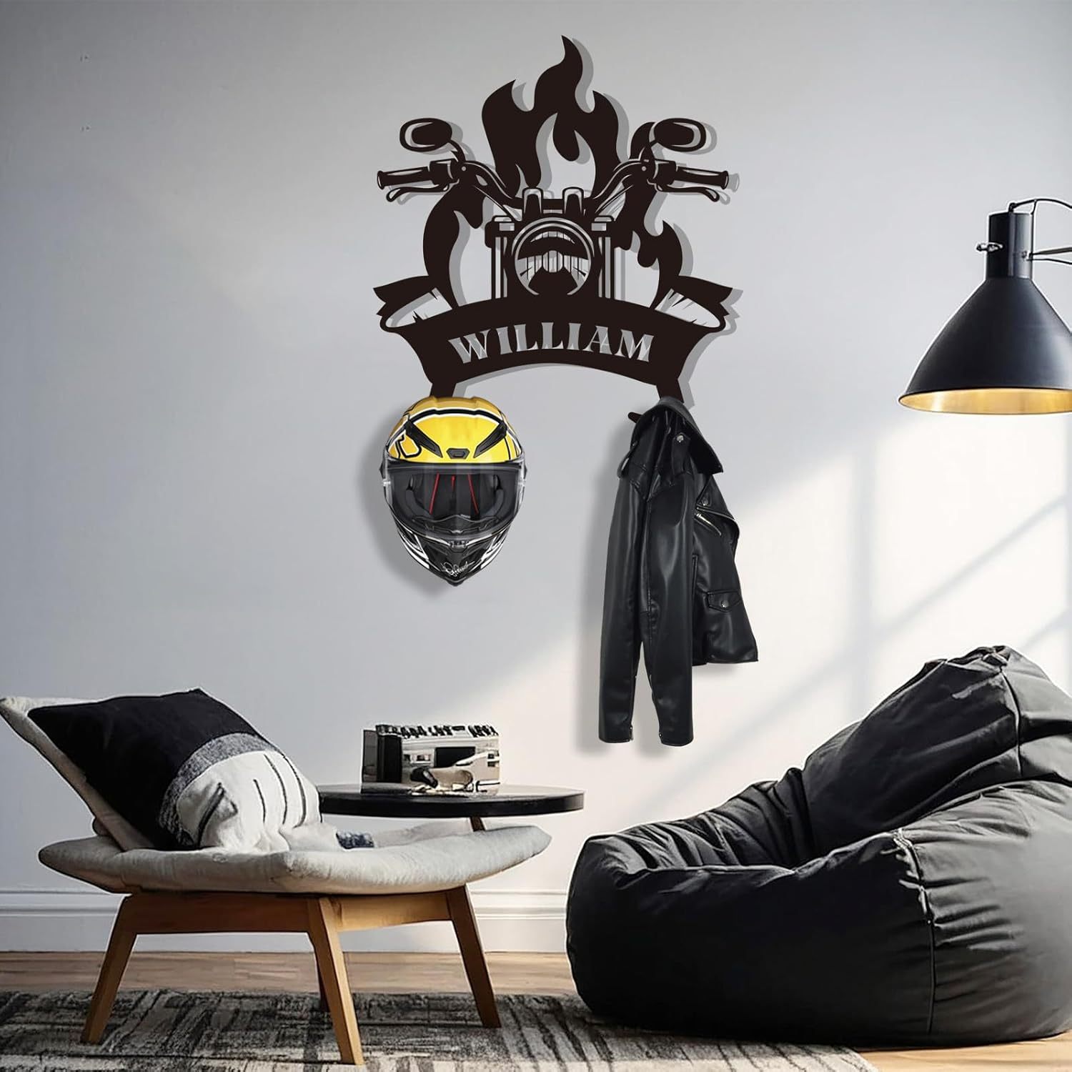 Custom Motorcycle Gear Organizer & Display, Heavy, Duty Metal Helmet Rack-MetalsignX