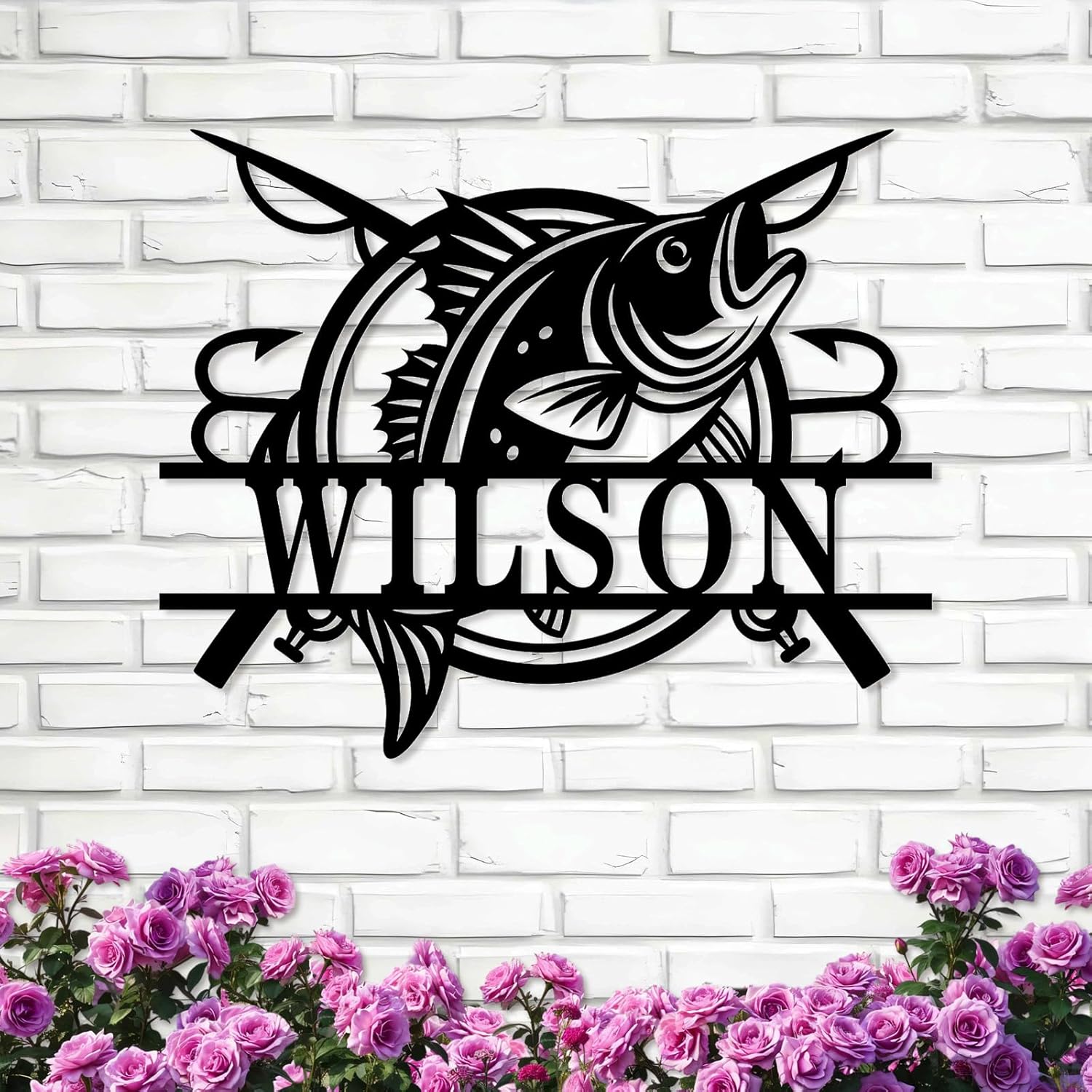 Personalized Largemouth Bass Metal Sign, Custom Fishing Last Name Sign for Home, Fish Family Signs Wall Decor-MetalsignX