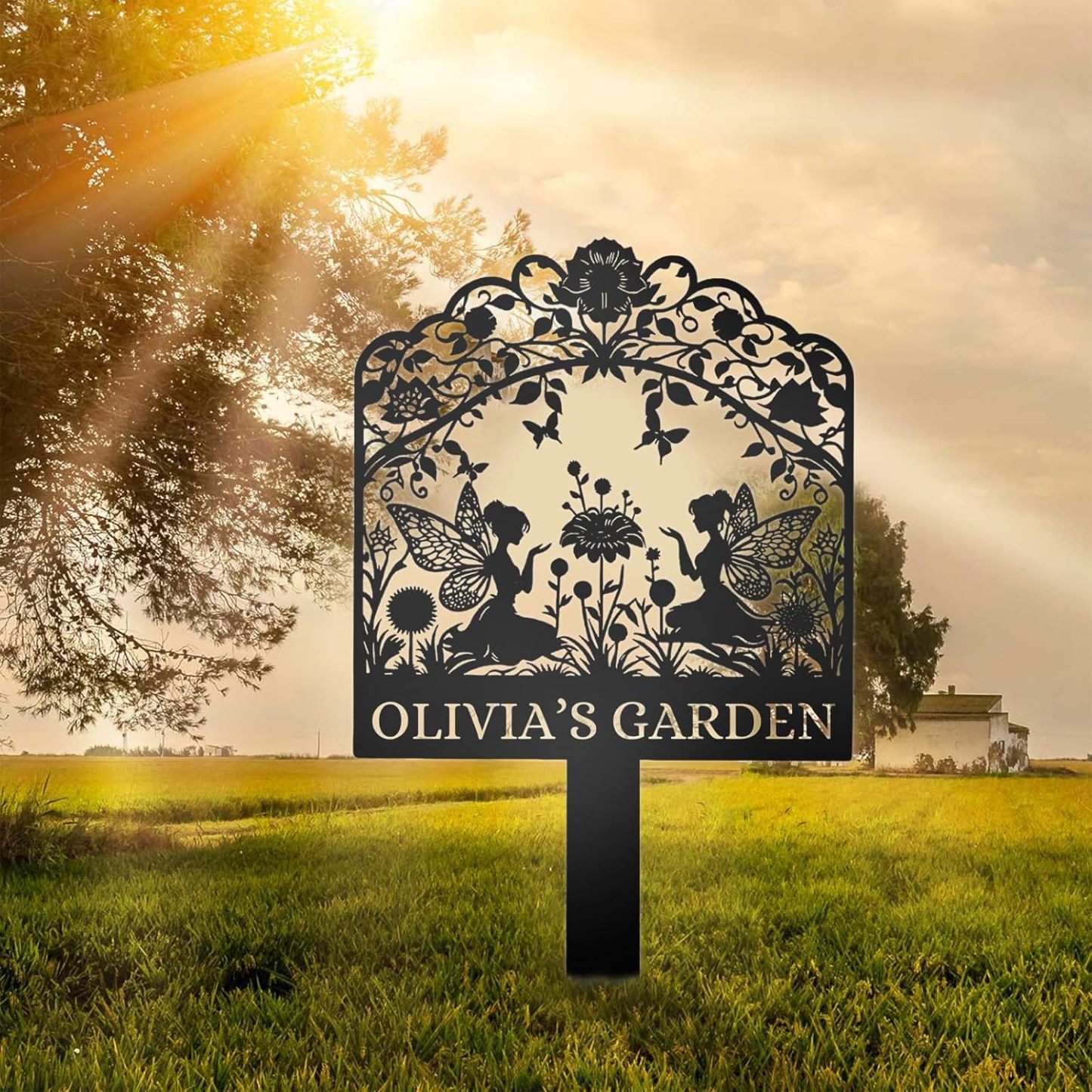 Handcrafted Fairy Garden Stake , Rustic Metal Sign for Magical Yard Spaces-MetalsignX