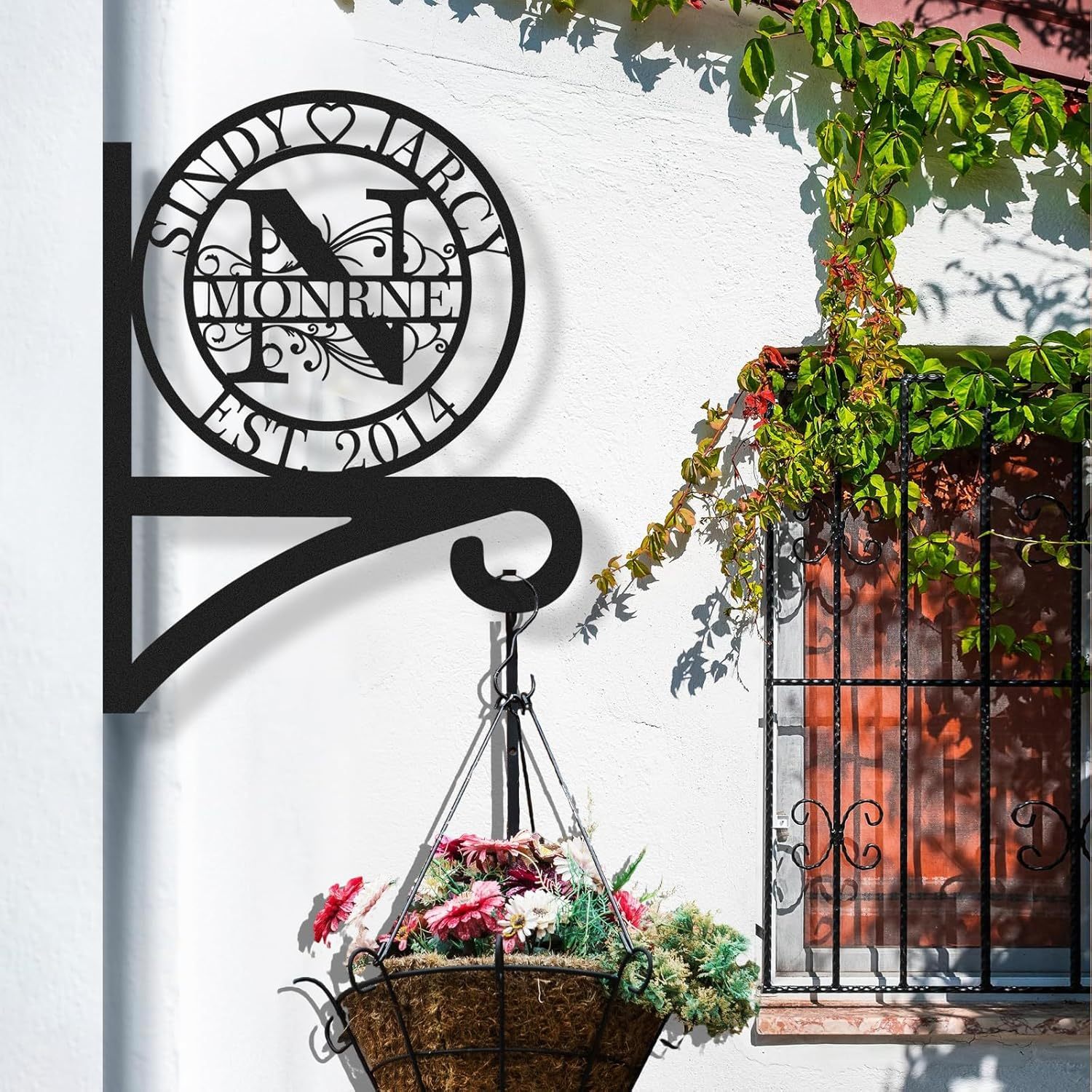 Custom Metal Plant Hanger Decorative Wall, Personalized Name Hooks for Hanging Plant Bracket-MetalsignX