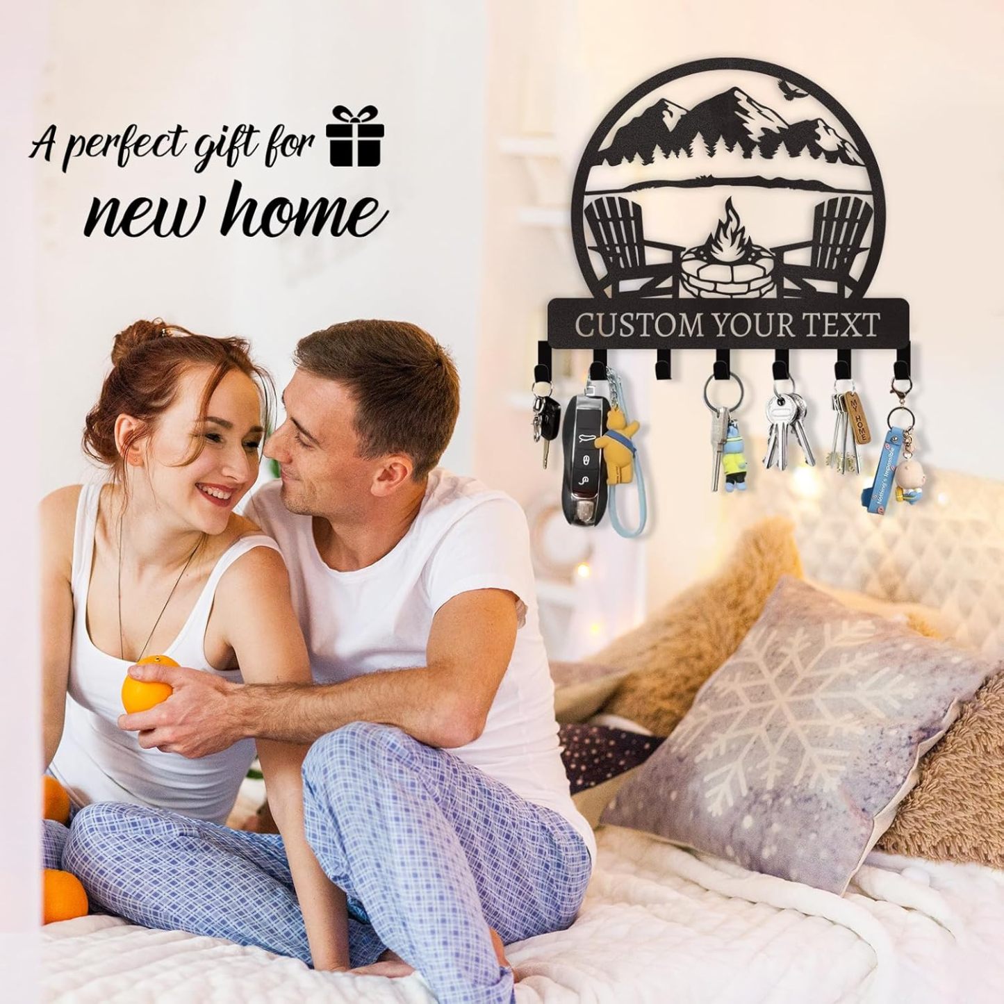 Personalized Key Holder for Wall, Custom Family Name Key Rack Holder-MetalsignX