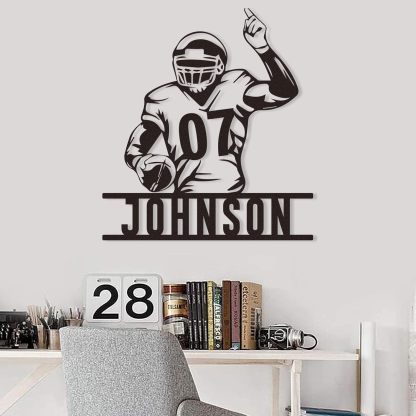Personalized Football Metal Sign, Metal Signs Customized, Custom Ball Football Metal Wall Art, Custom Signs Outdoor Metal, Custom Name Sign Football Room Decor for Boys