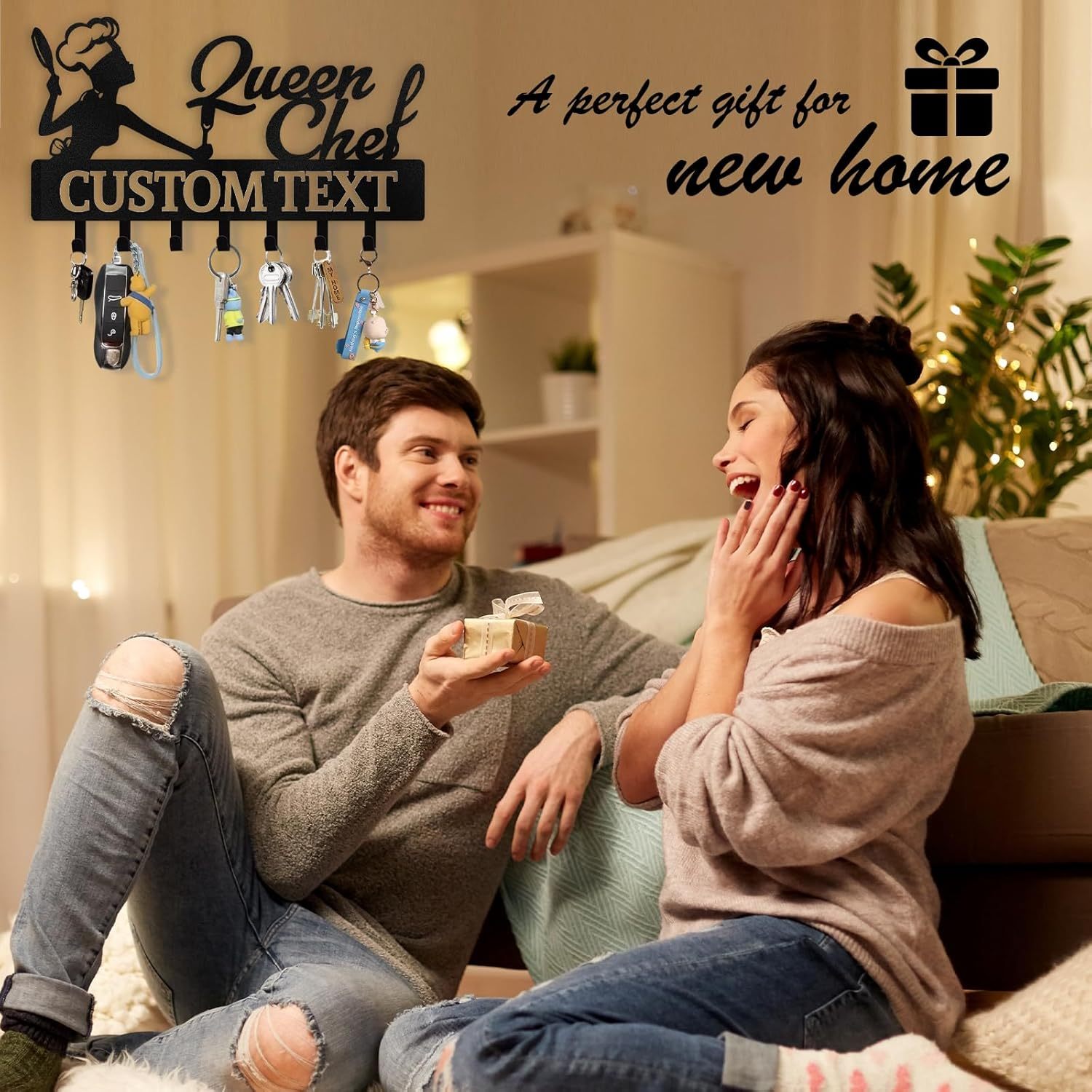 Personalized Key Holder for Wall, Queen Chef Wall Mounted Key Hooks-MetalsignX