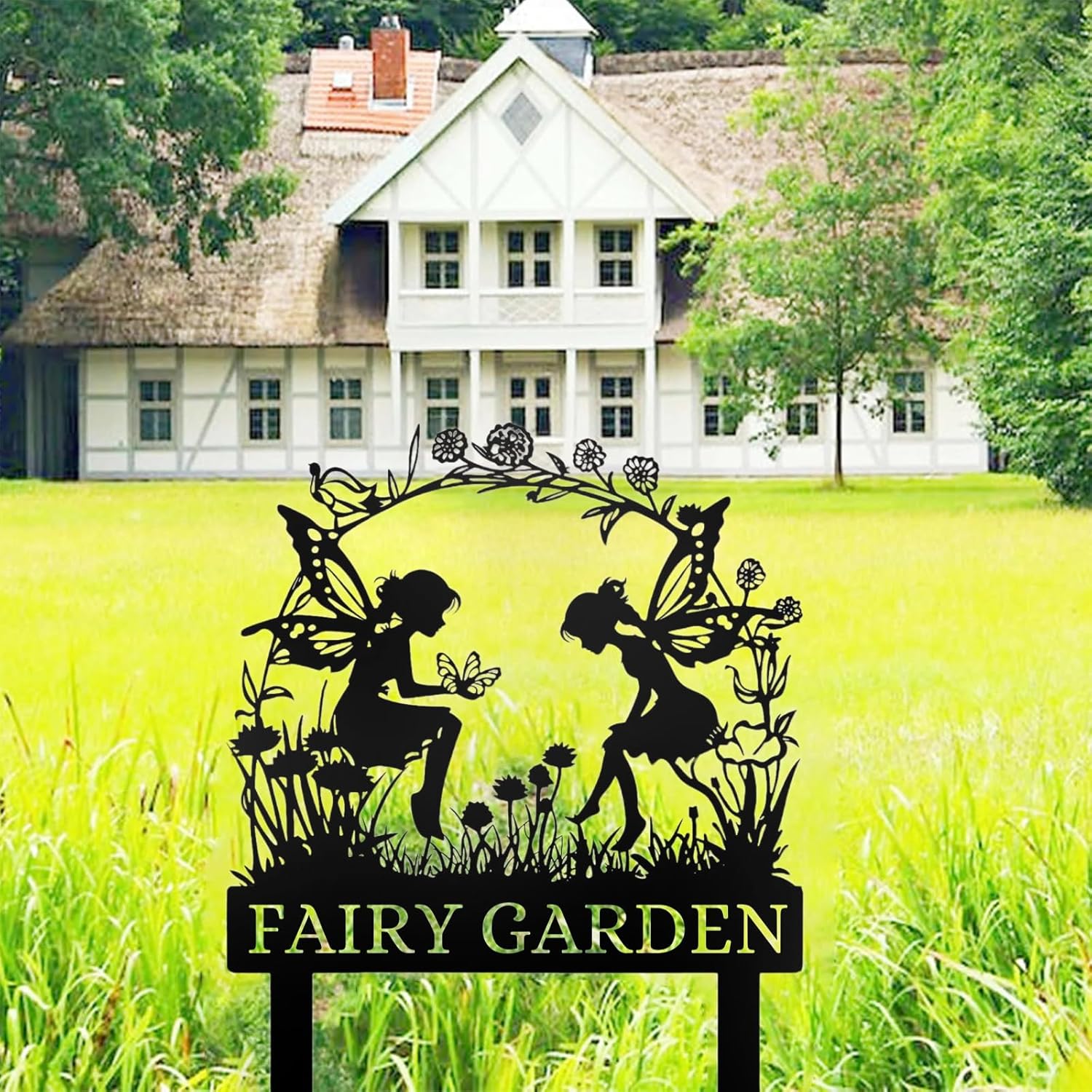 Handcrafted Fairy Garden Stake , Rustic Metal Sign for Magical Yard Spaces-MetalsignX