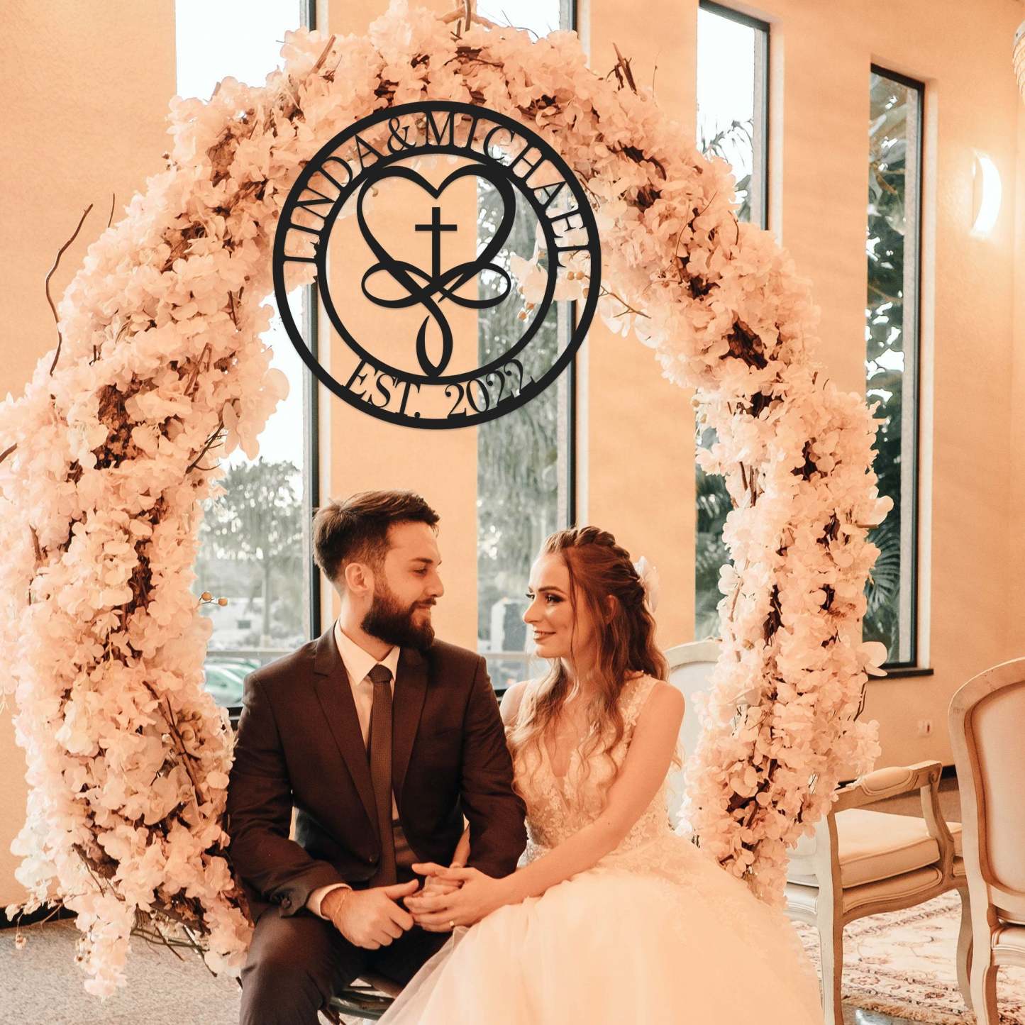 Personalized 100% Handmade Wedding Metal Sign of Name And Special Date Love Sign-MetalsignX