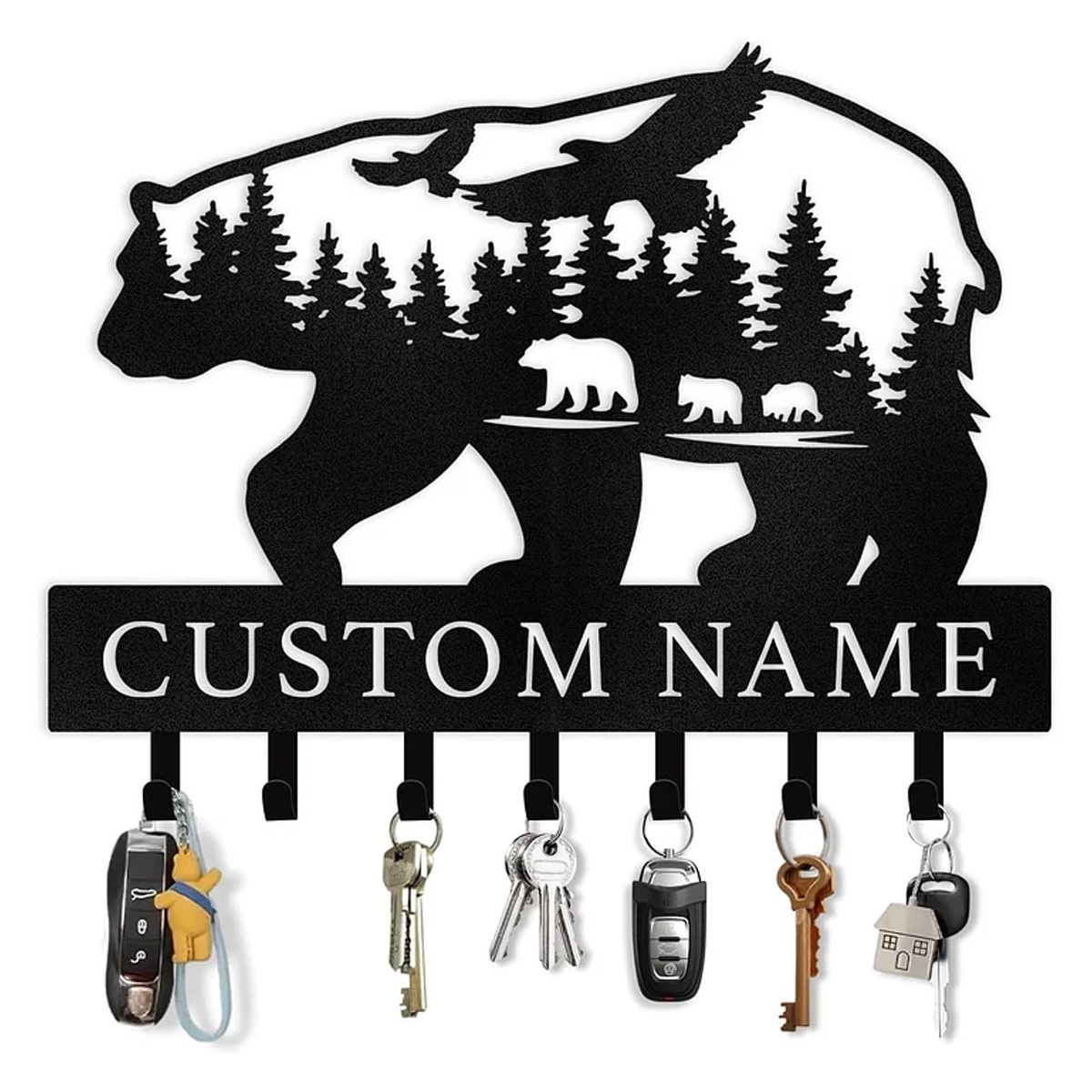 Custom  Key Holder, Personalized Polar Bear Design Key Hanger | Functional Wall Decor for Home-MetalsignX