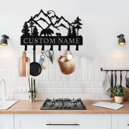 Personalized Key Holder for Wall, Custom Forest Deer Coat Rack Wall Hanging-MetalsignX